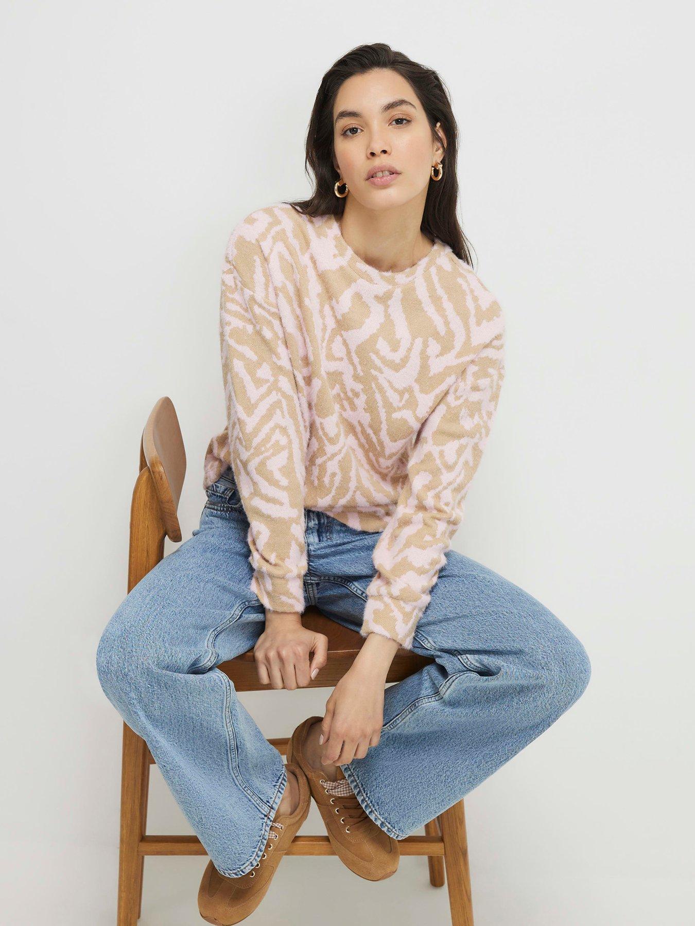 River Island Long Sleeve Zebra Cosy Top - Pink
