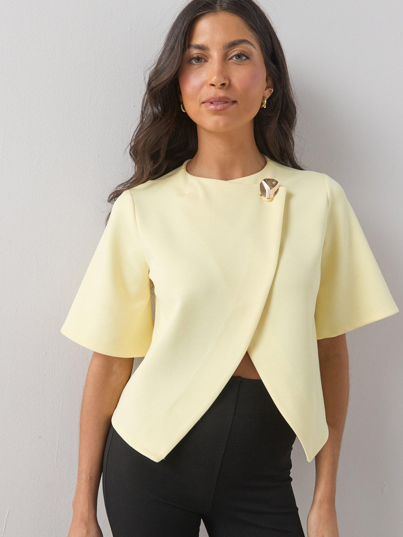 The Very Collection Button Wrap Short Sleeve Boxy Top
