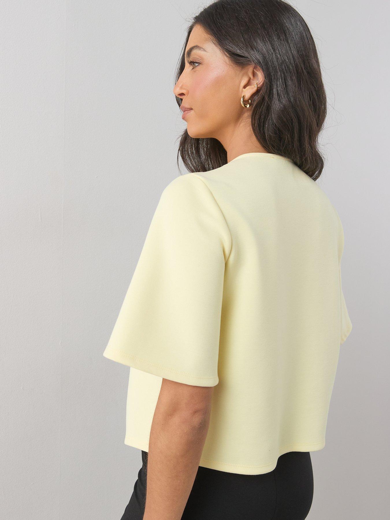 Image 2 of 6 of The Very Collection Button Wrap Short Sleeve Boxy Top - Yellow
