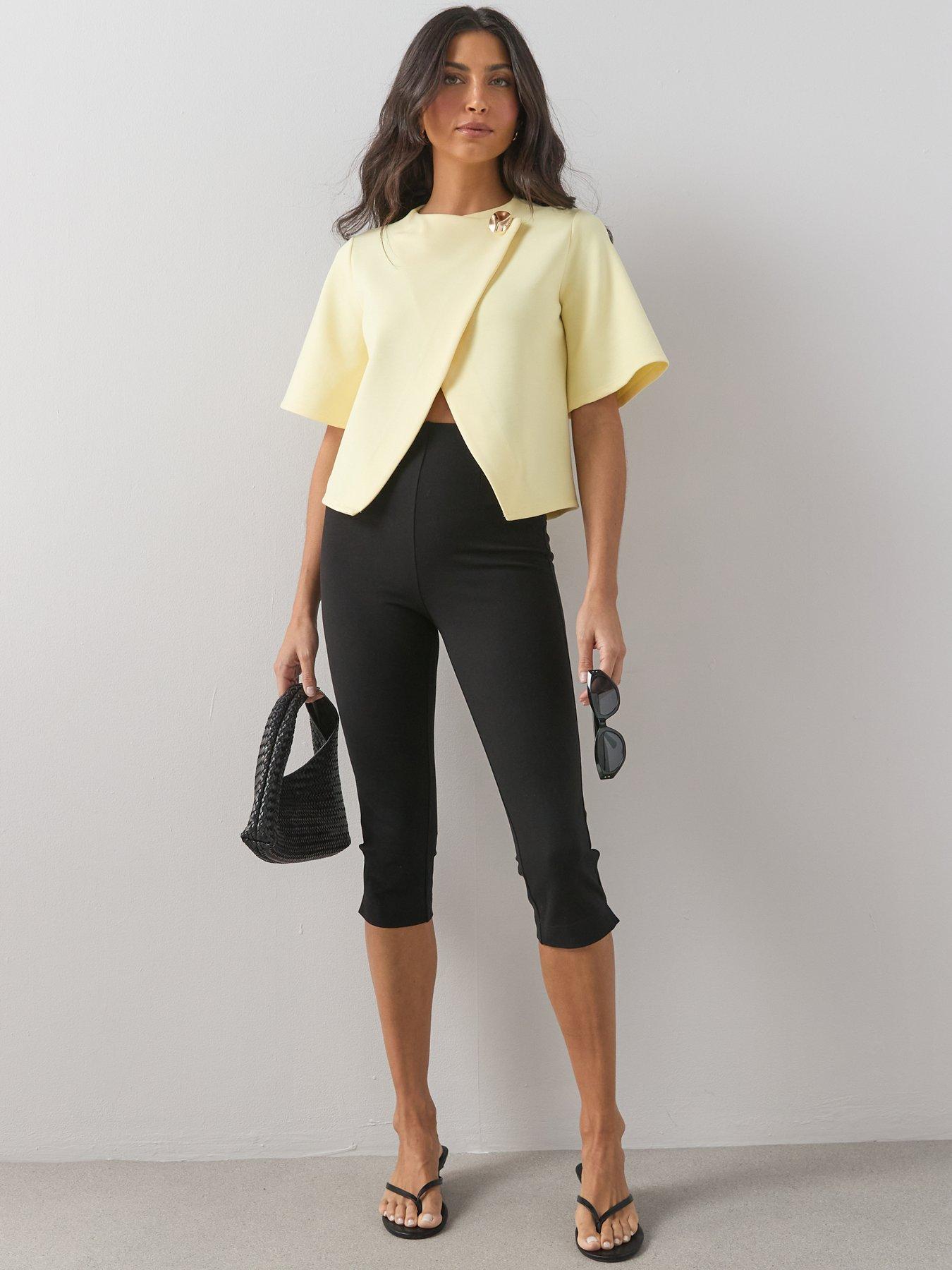 Image 6 of 6 of The Very Collection Button Wrap Short Sleeve Boxy Top - Yellow