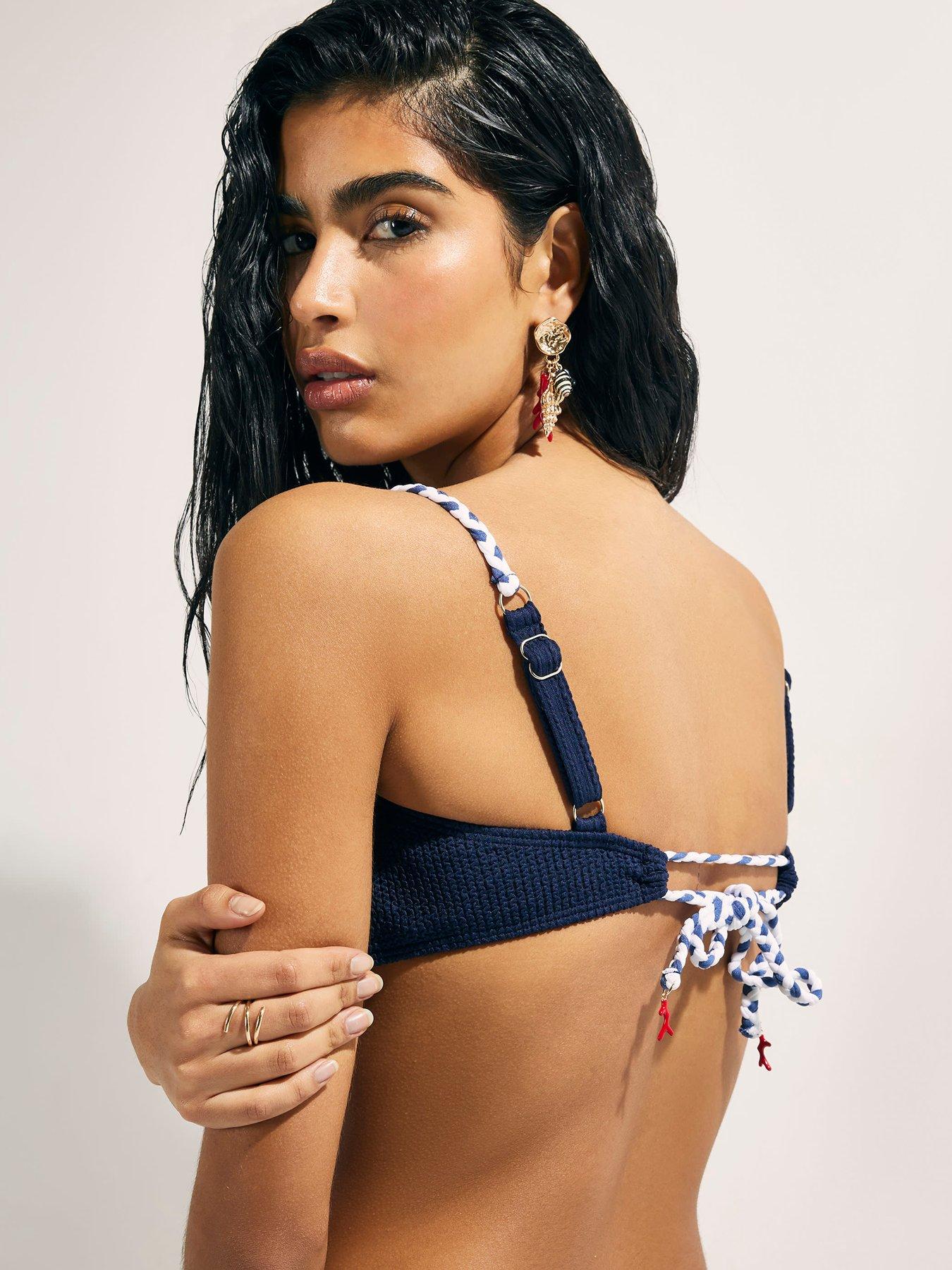  image of river-island-rope-trim-bikini-bottoms-blue