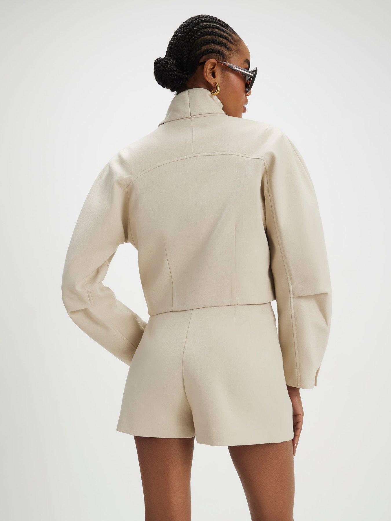  image of river-island-herringbone-button-wrap-skort-cream