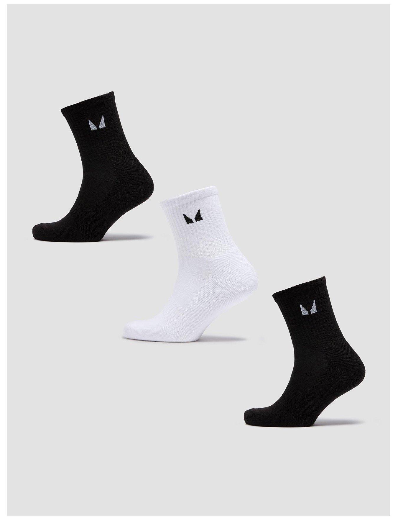 MyProtein Unisex Crew Socks (3 Pack) - Black/White