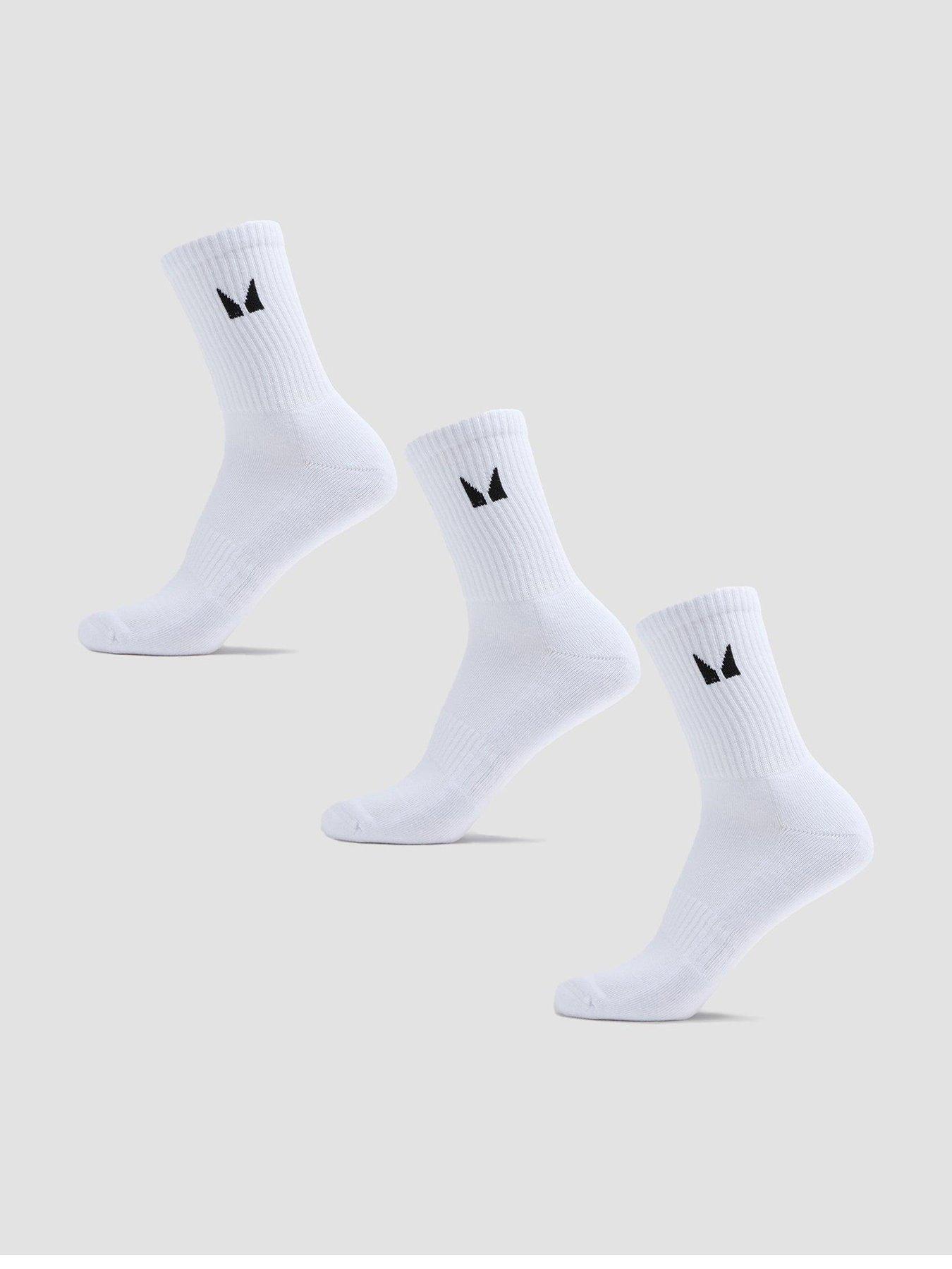  image of myprotein-unisex-crew-socks-3-pack-white