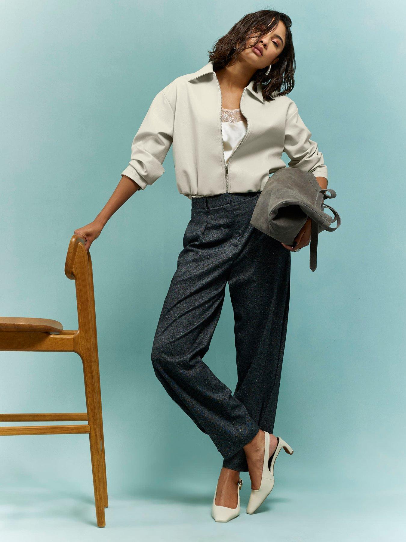 image of river-island-bubble-hem-padded-pu-bomber-cream