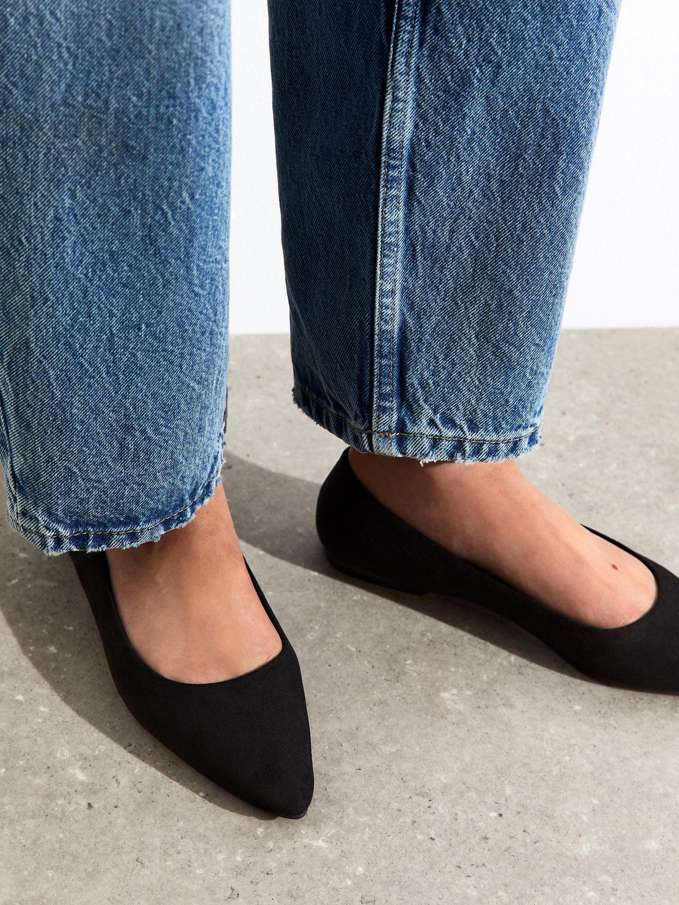 New Look Black Faux Suede Ballerina Flats
