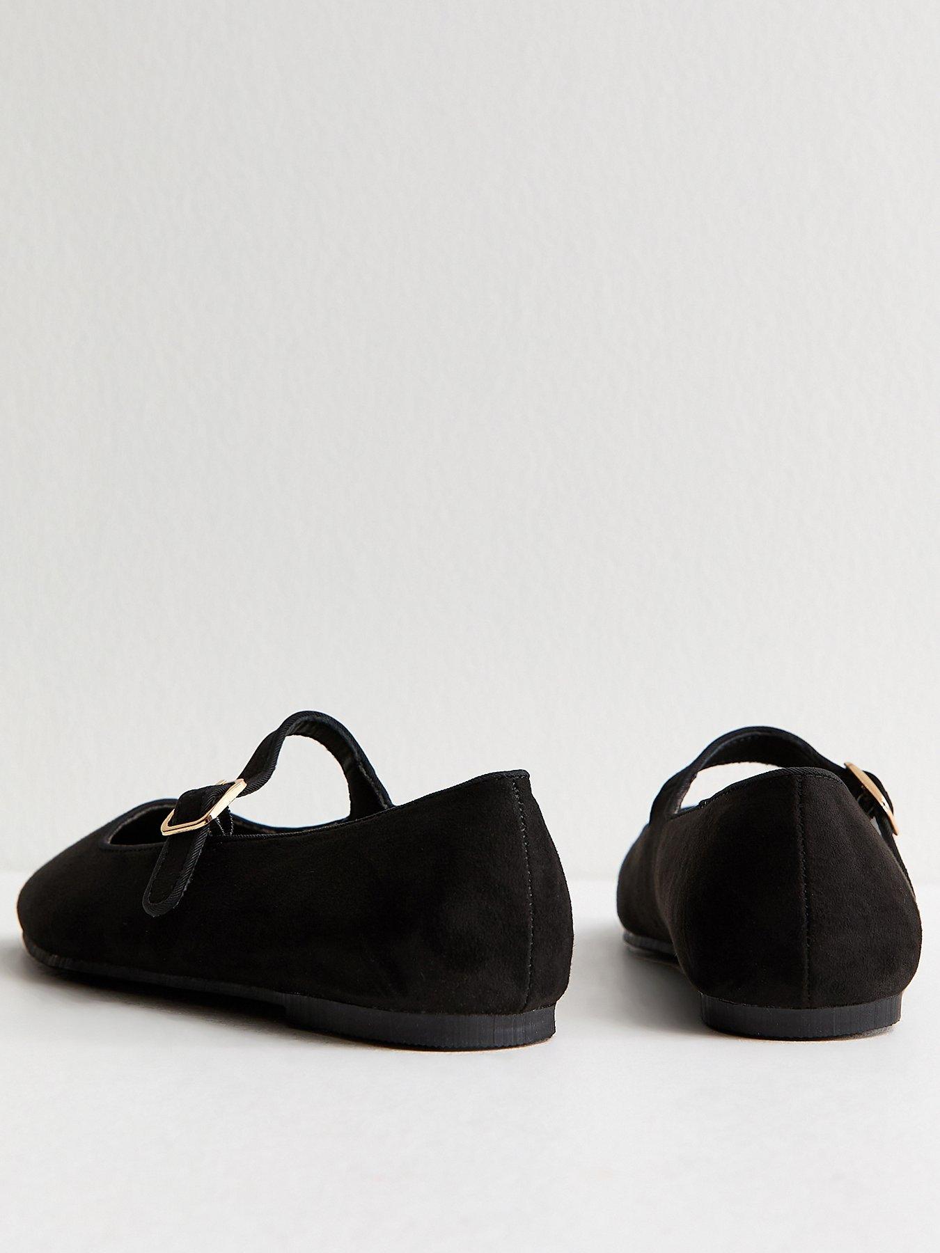 Image 3 of 5 of New Look Black Faux Suede Mary Jane Ballet Flats