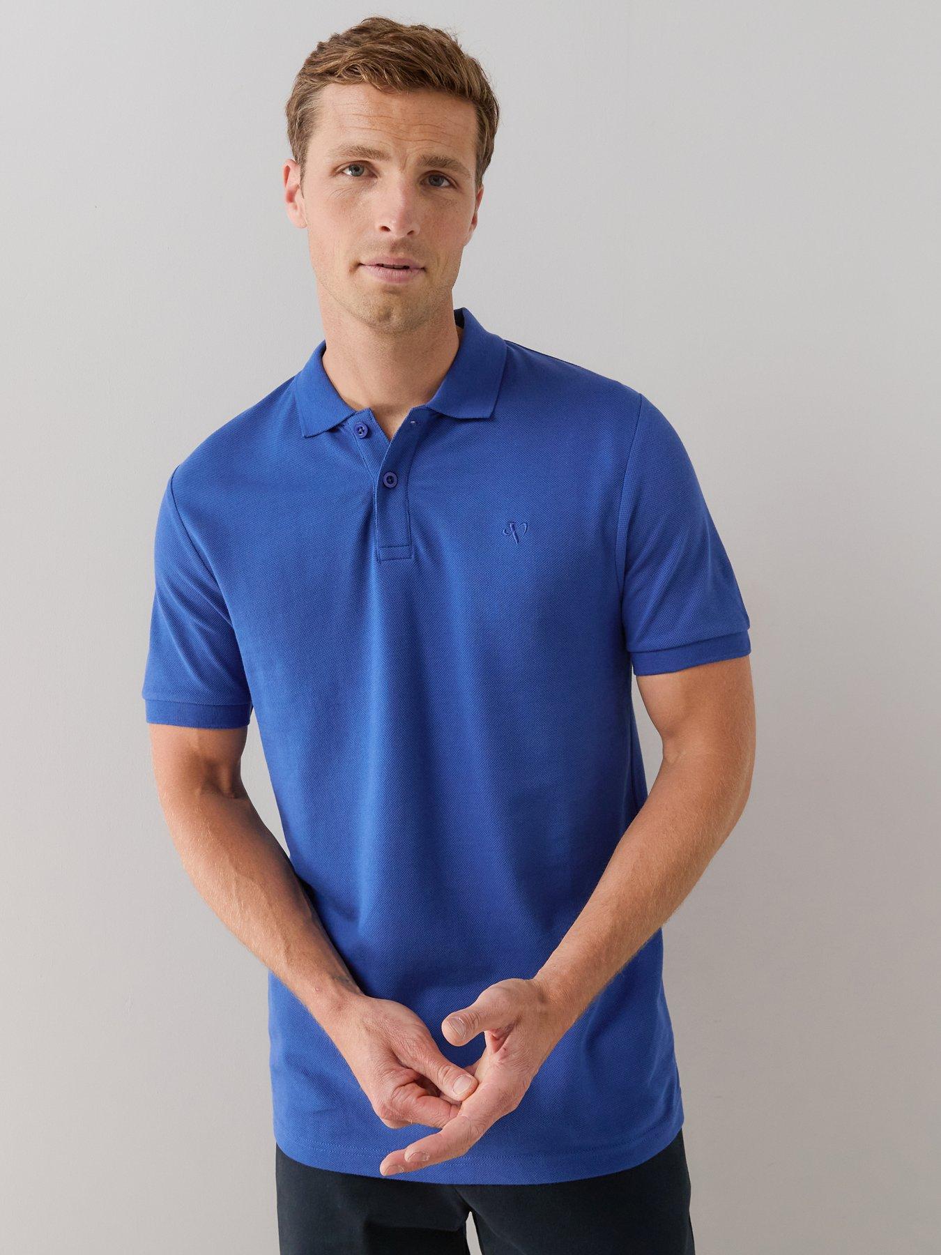 The Very Collection Short Sleeve Pique Polo Shirt - Blue