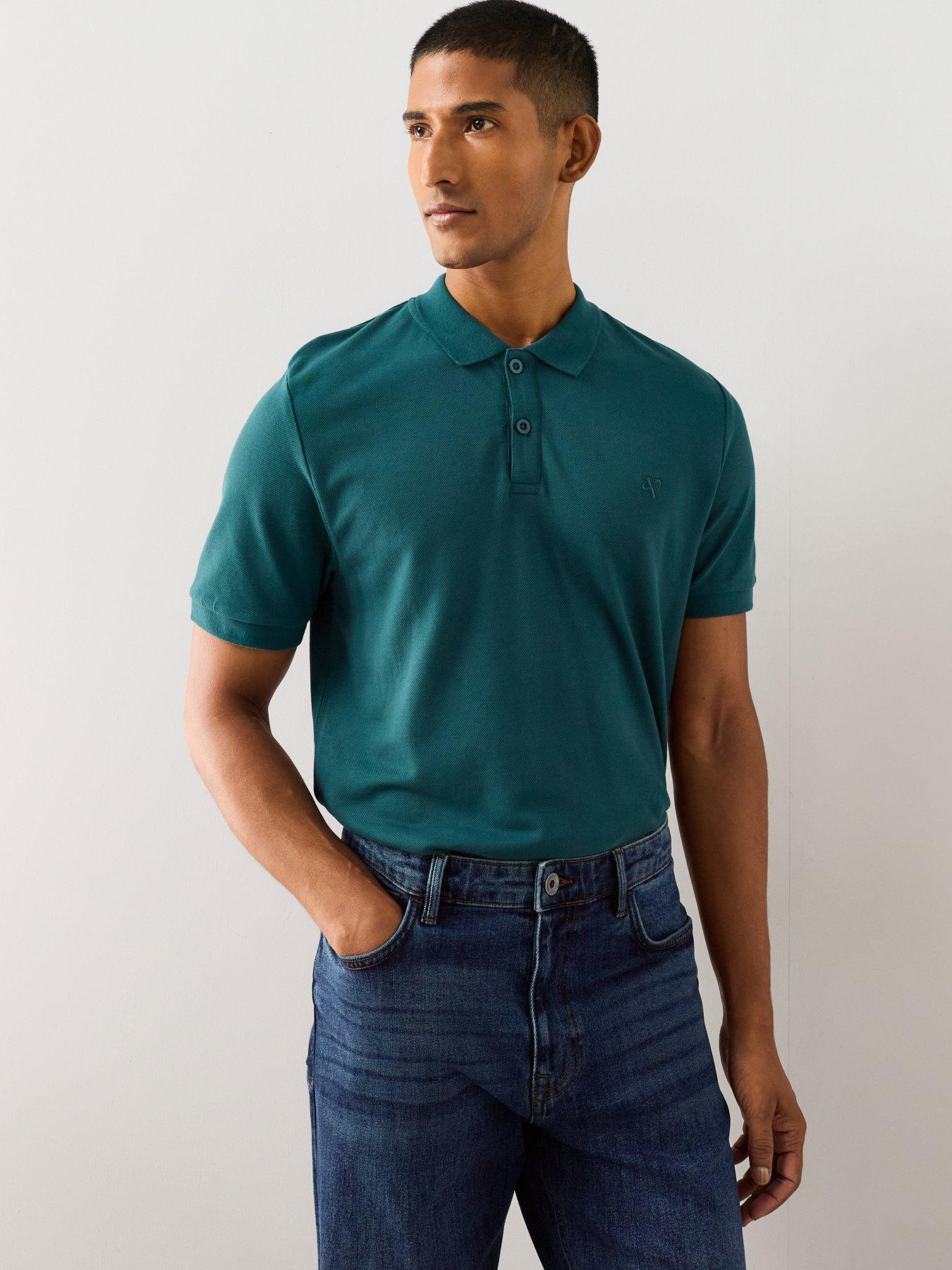 The Very Collection Short Sleeve Pique Polo Shirt - Teal Blue
