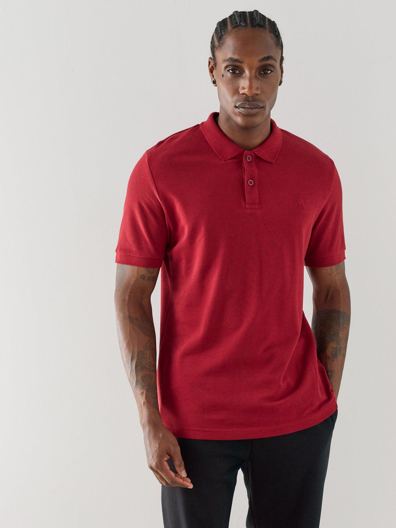 The Very Collection Short Sleeve Pique Polo - Dark Red