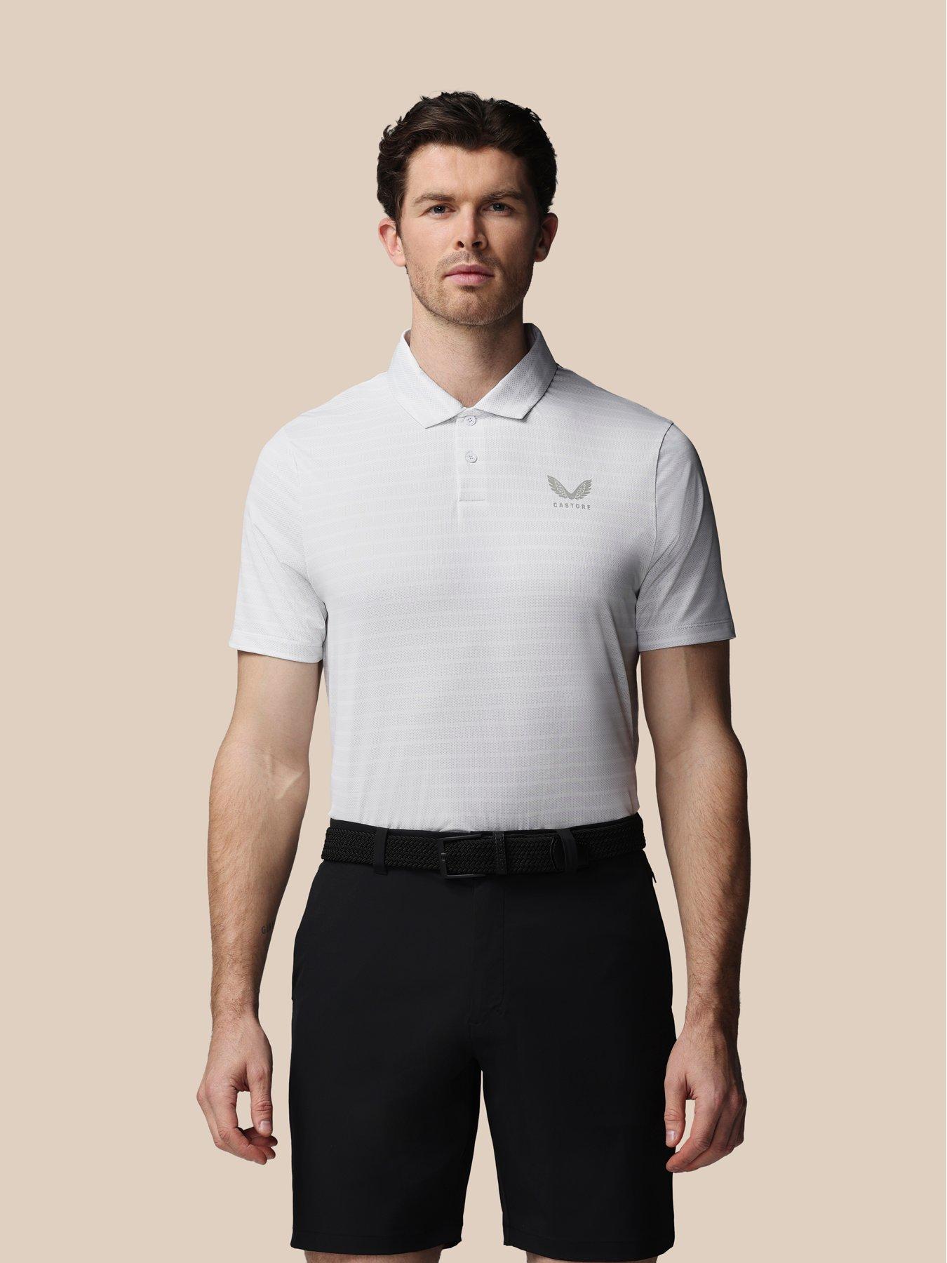 Castore Mens Striped Polo- White