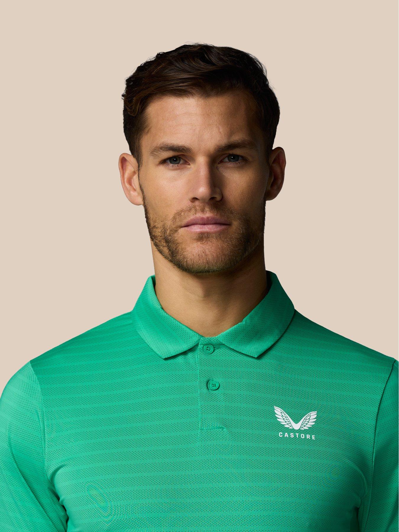  image of castore-mens-striped-polo--green