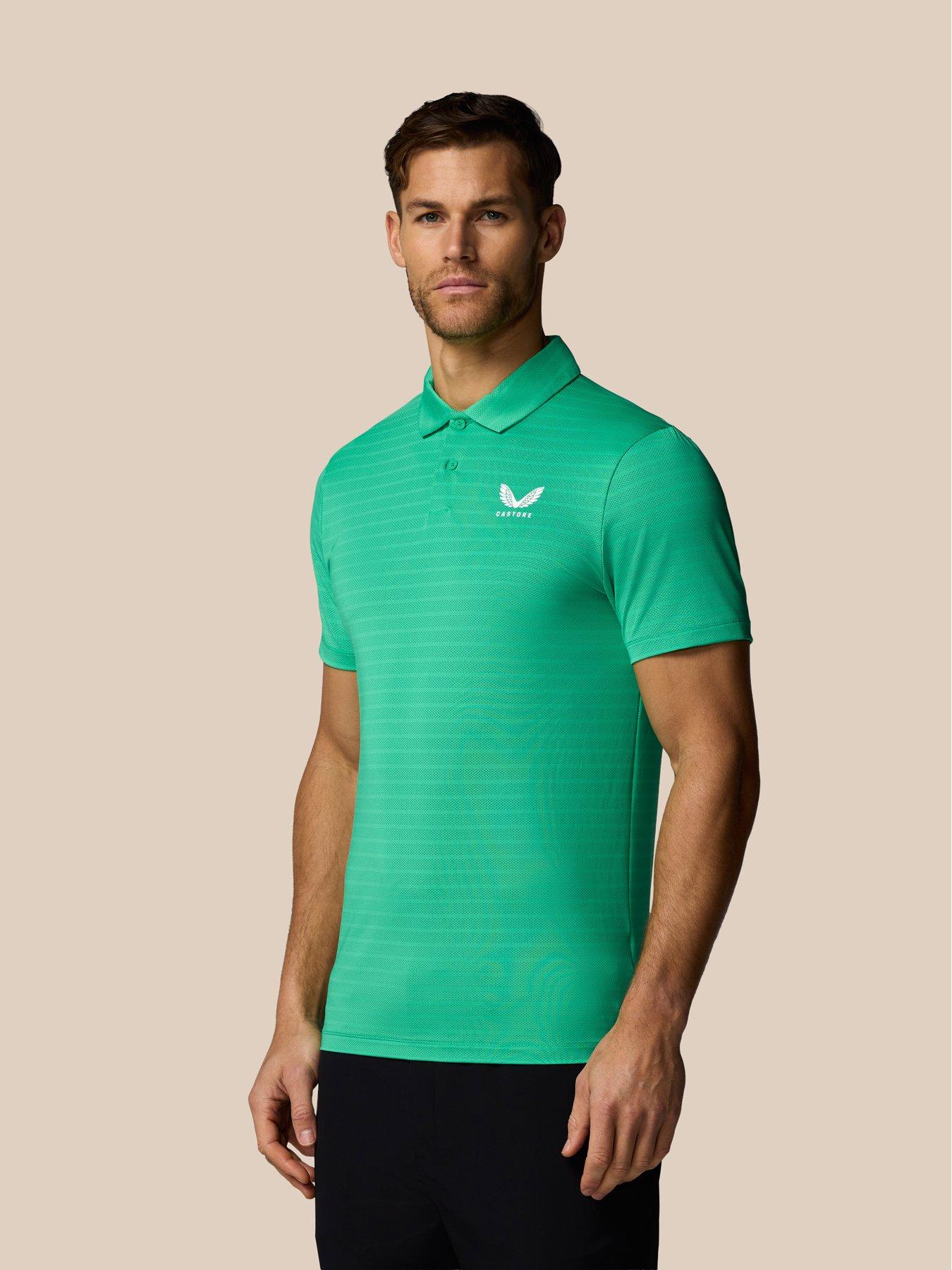  image of castore-mens-striped-polo--green