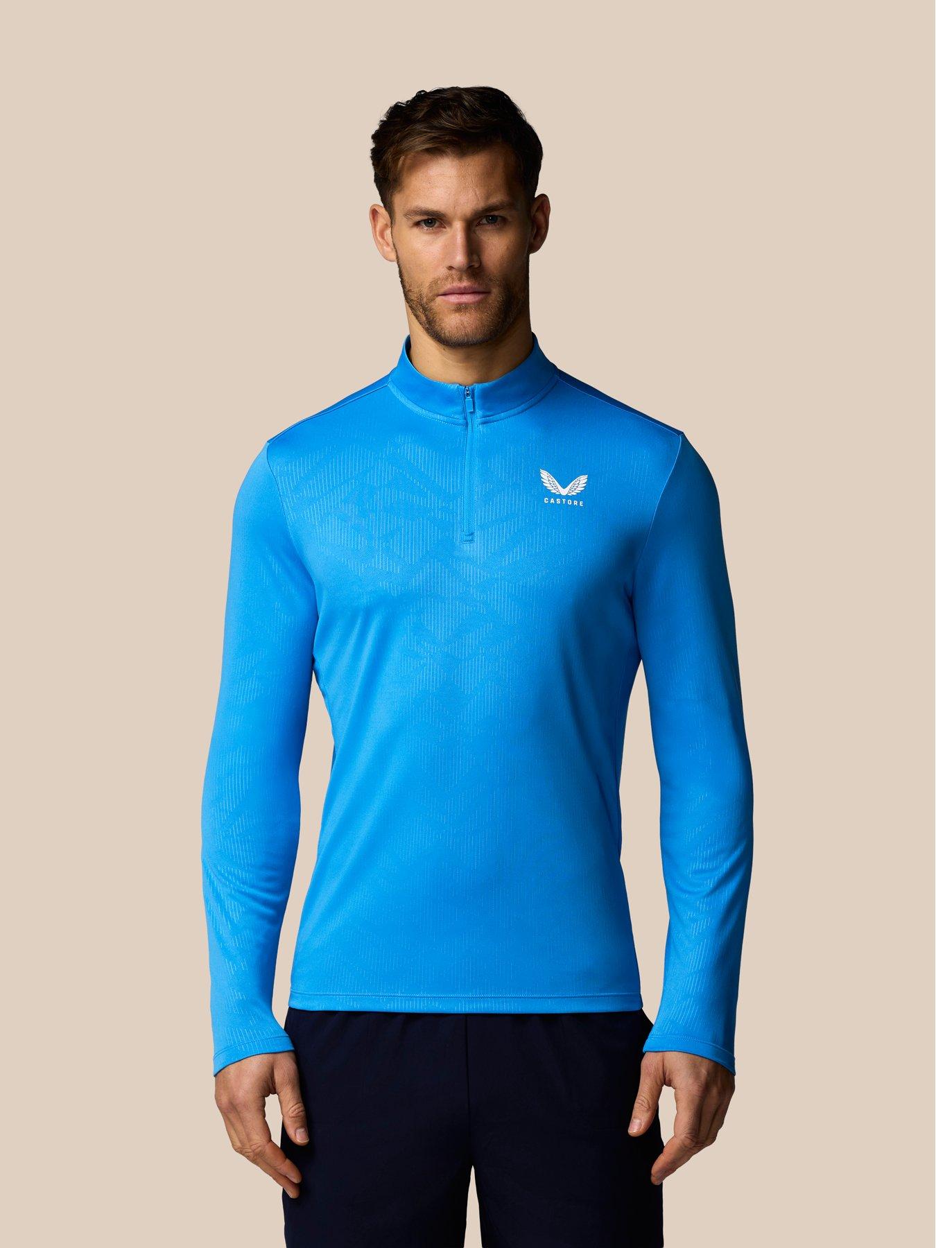Image 1 of 7 of Castore Mens Training Printed 1/4 Zip Long Sleeve Top - Blue