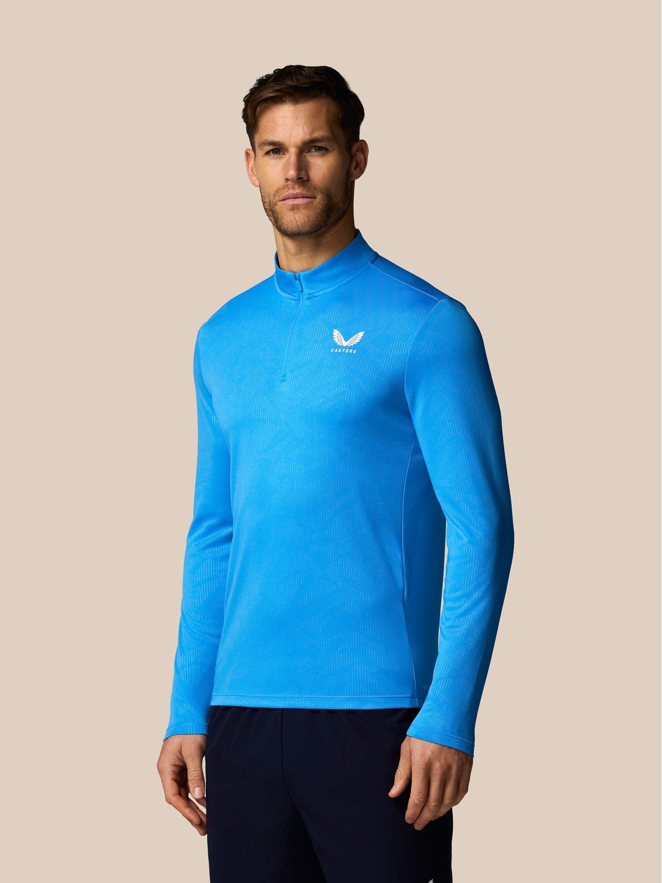 Image 4 of 7 of Castore Mens Training Printed 1/4 Zip Long Sleeve Top - Blue