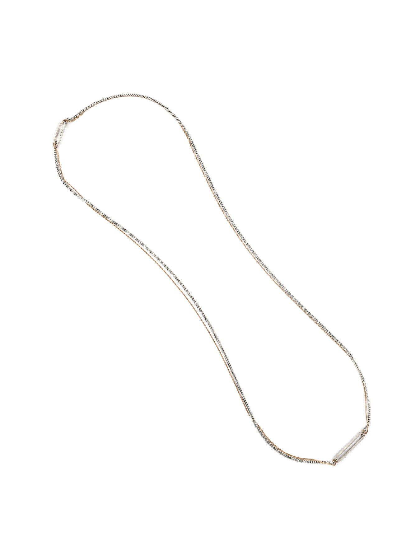  image of allsaints-crystal-multi-chain-long-station-necklace-silver