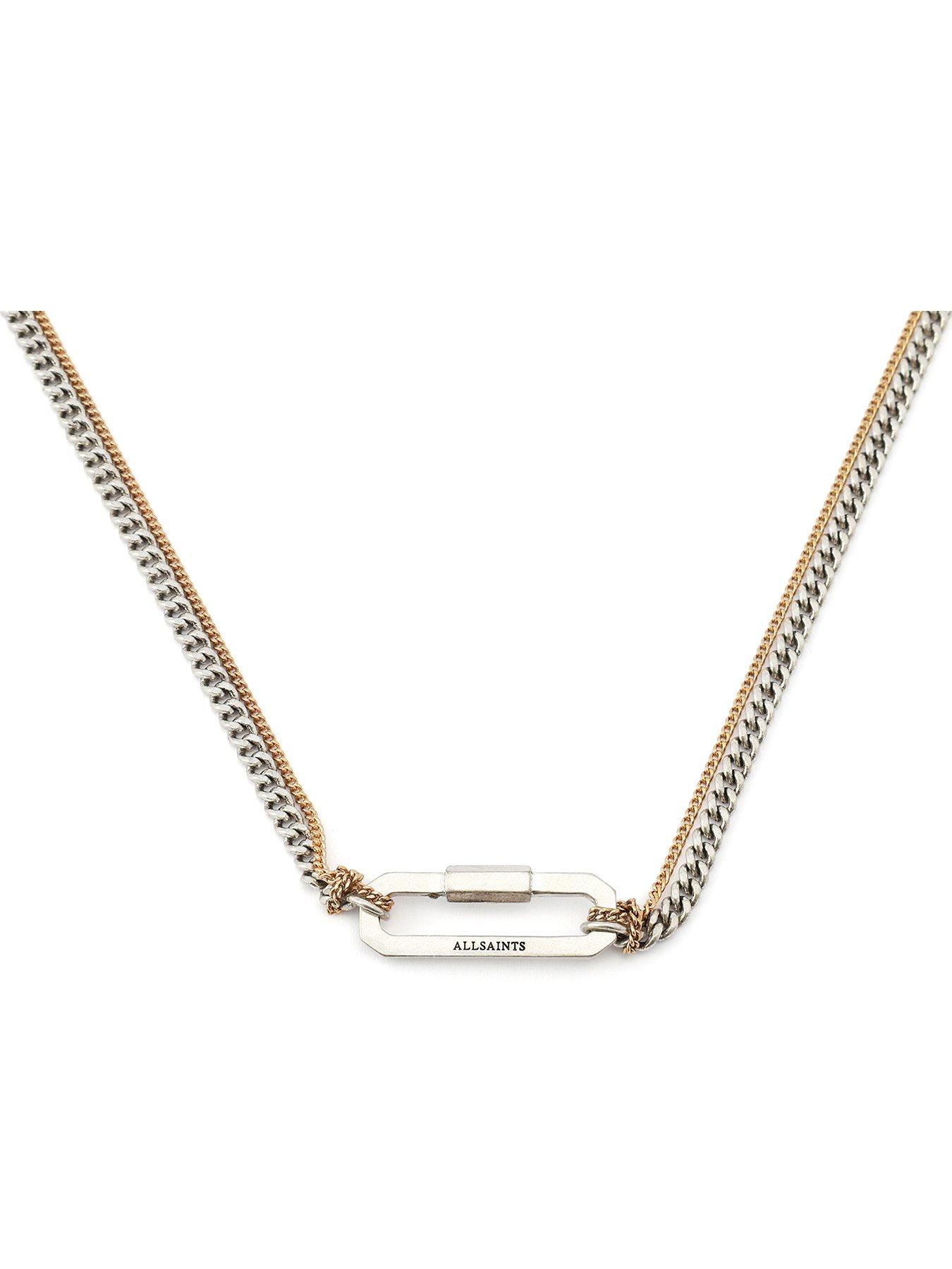  image of allsaints-crystal-multi-chain-long-station-necklace-silver