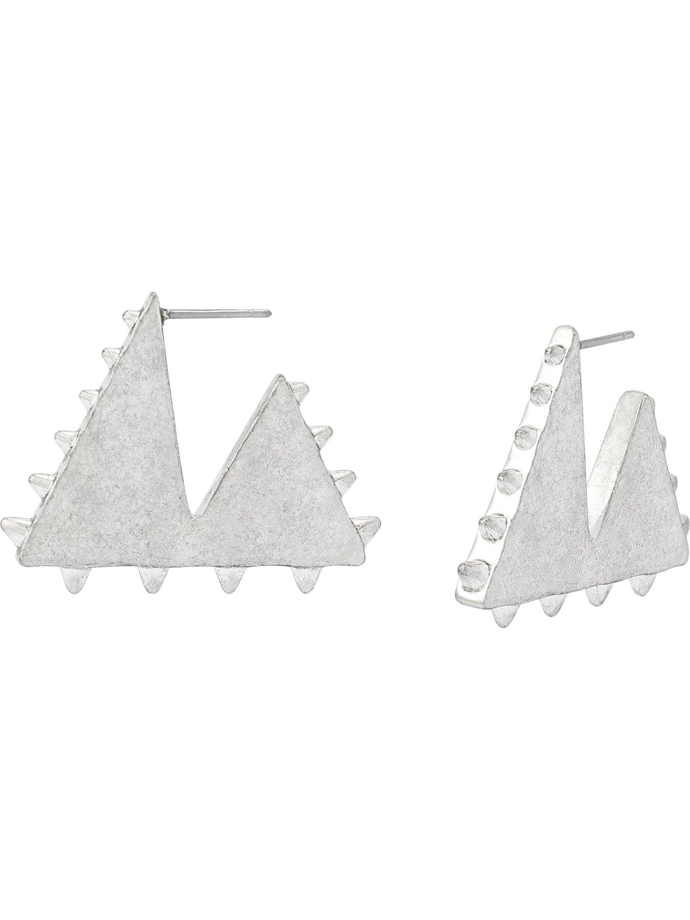 Image 1 of 4 of AllSaints Spike Triangle Hoop Earrings - Silver