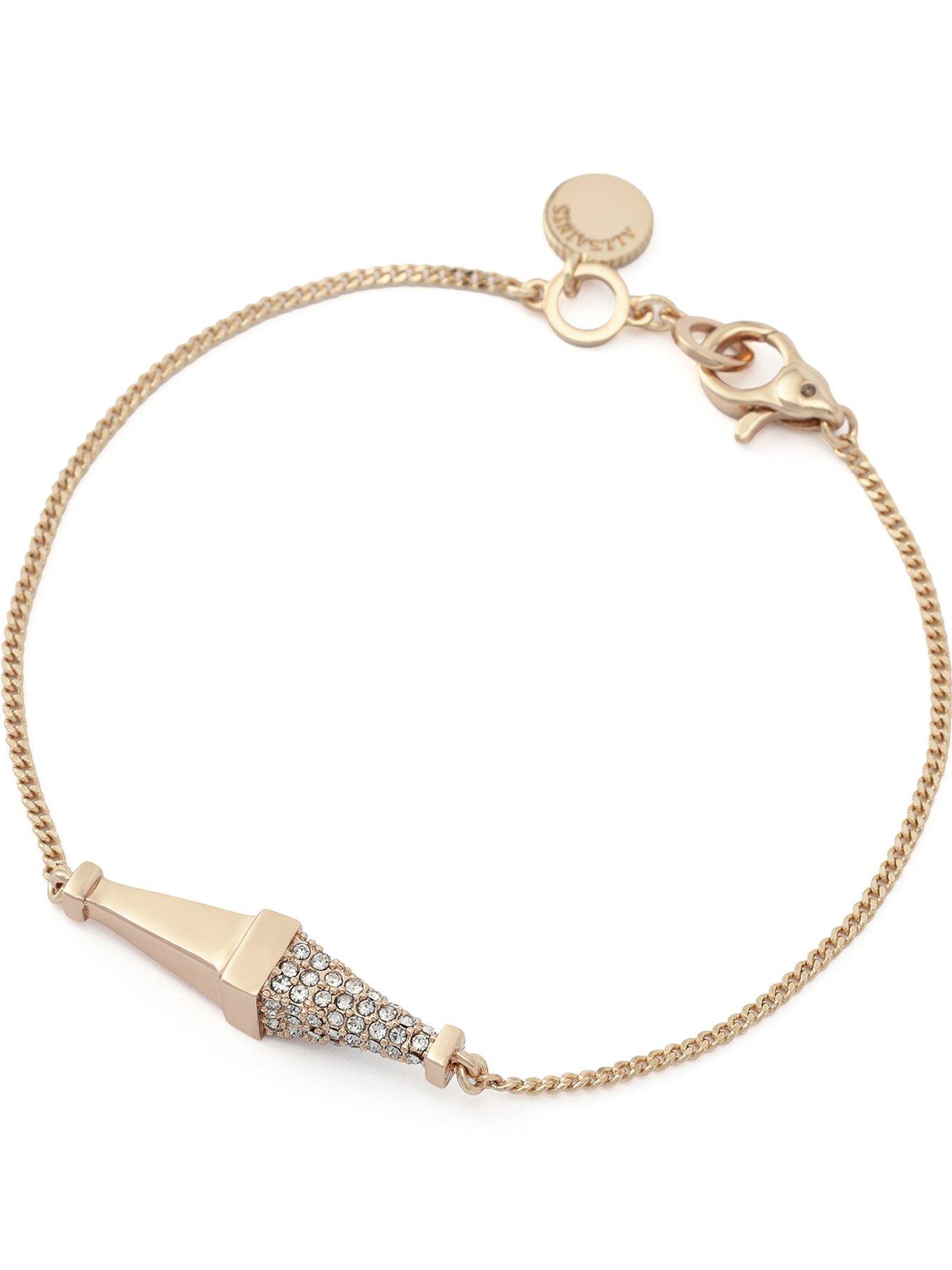  image of allsaints-pave-double-spike-linear-bracelet-gold