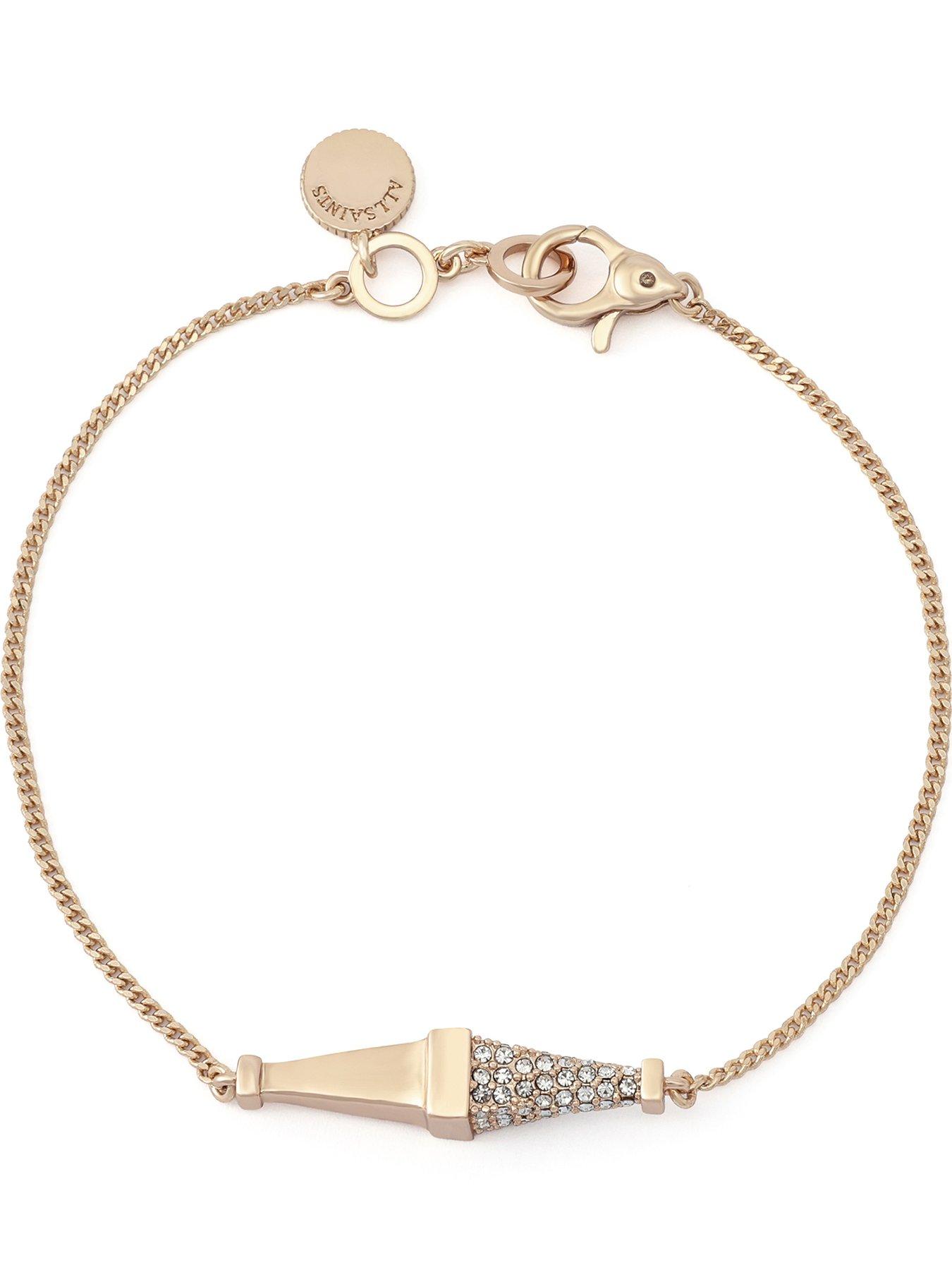  image of allsaints-pave-double-spike-linear-bracelet-gold