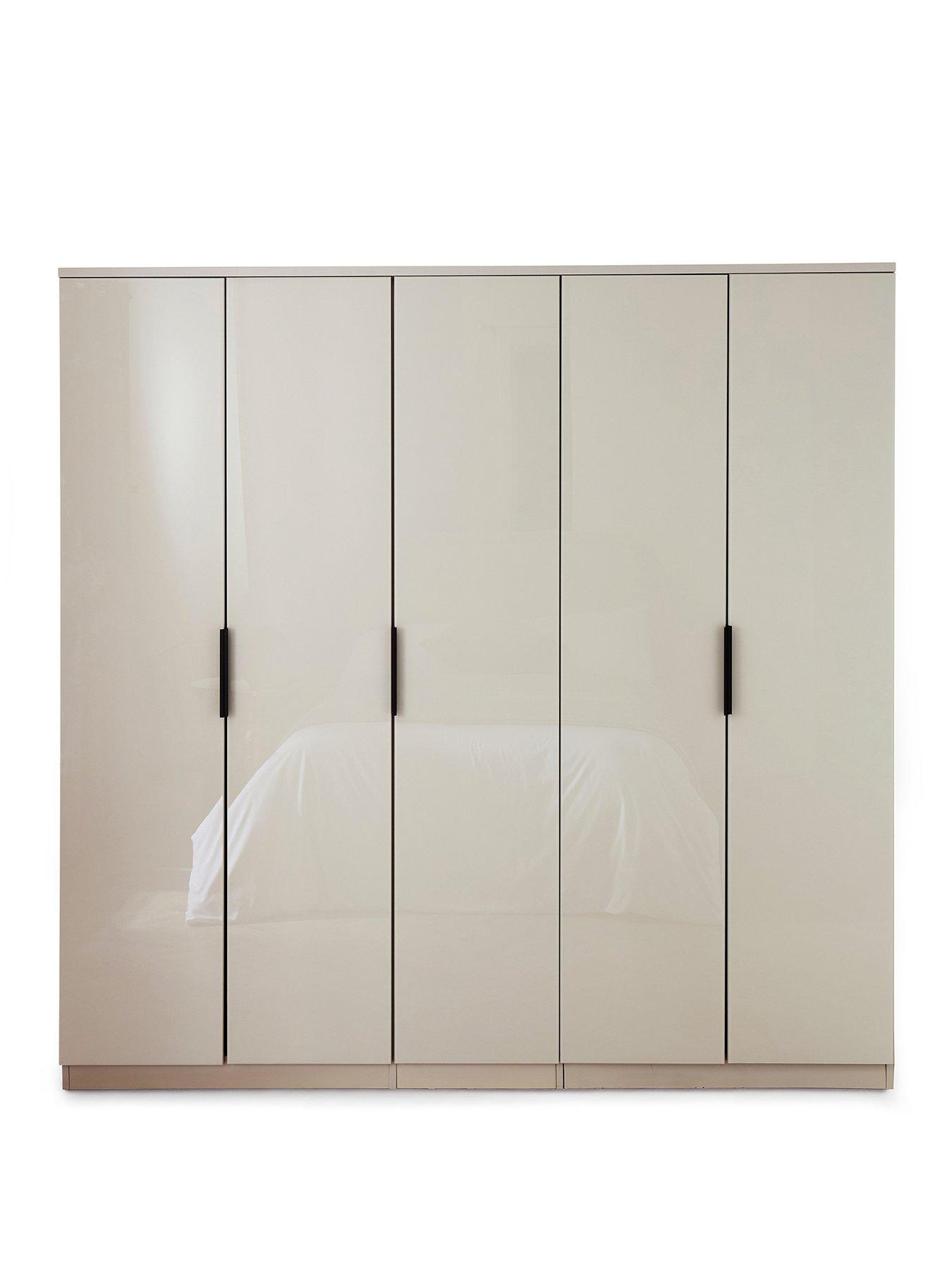 Image 2 of 7 of The Very Collection Palma Glass 5 Door Wardrobe - Oatmeal - FSC&reg; Certified
