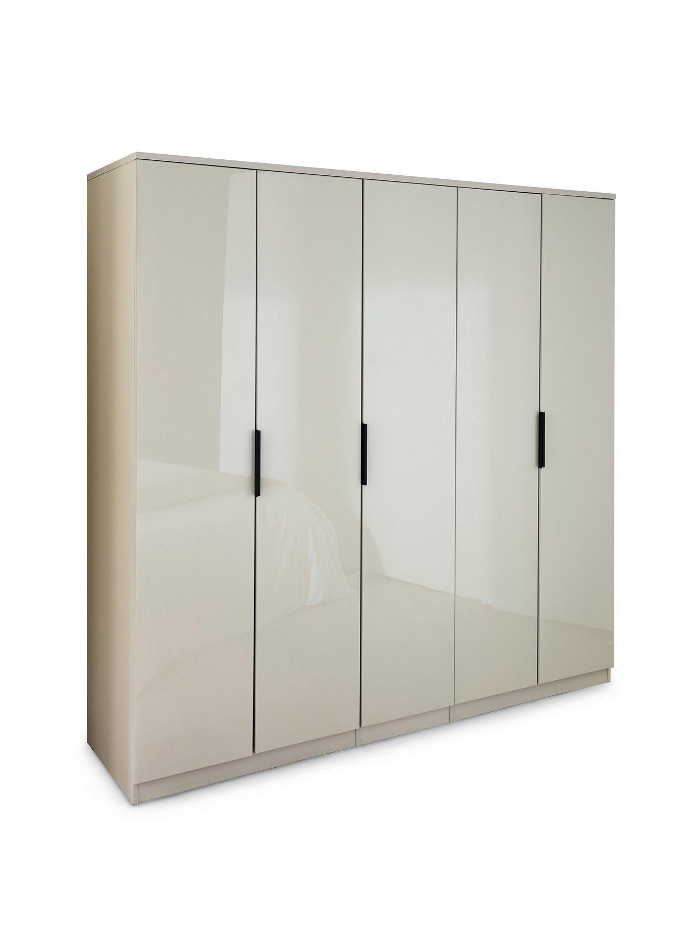 Image 3 of 7 of The Very Collection Palma Glass 5 Door Wardrobe - Oatmeal - FSC&reg; Certified