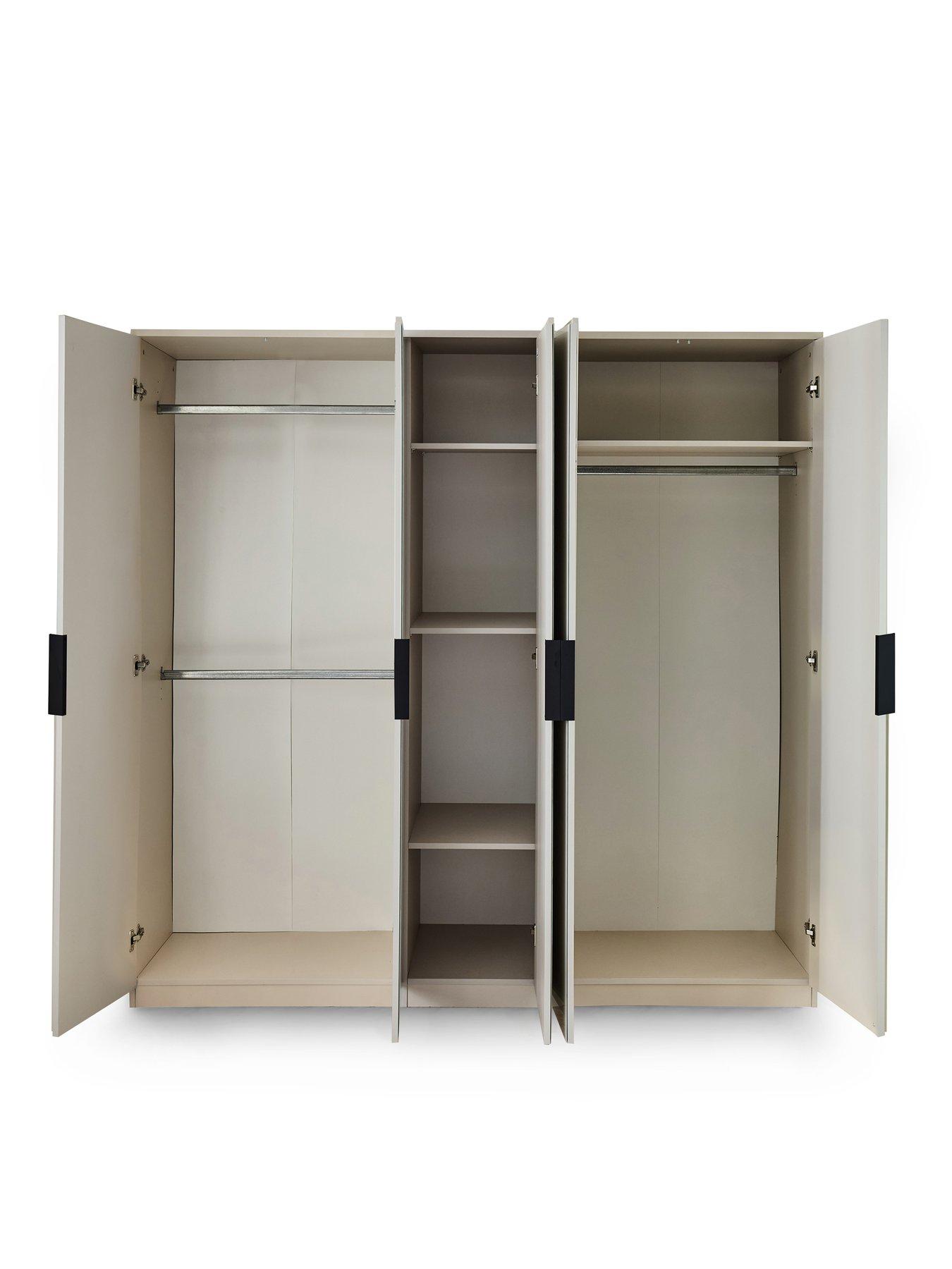 Image 4 of 7 of The Very Collection Palma Glass 5 Door Wardrobe - Oatmeal - FSC&reg; Certified