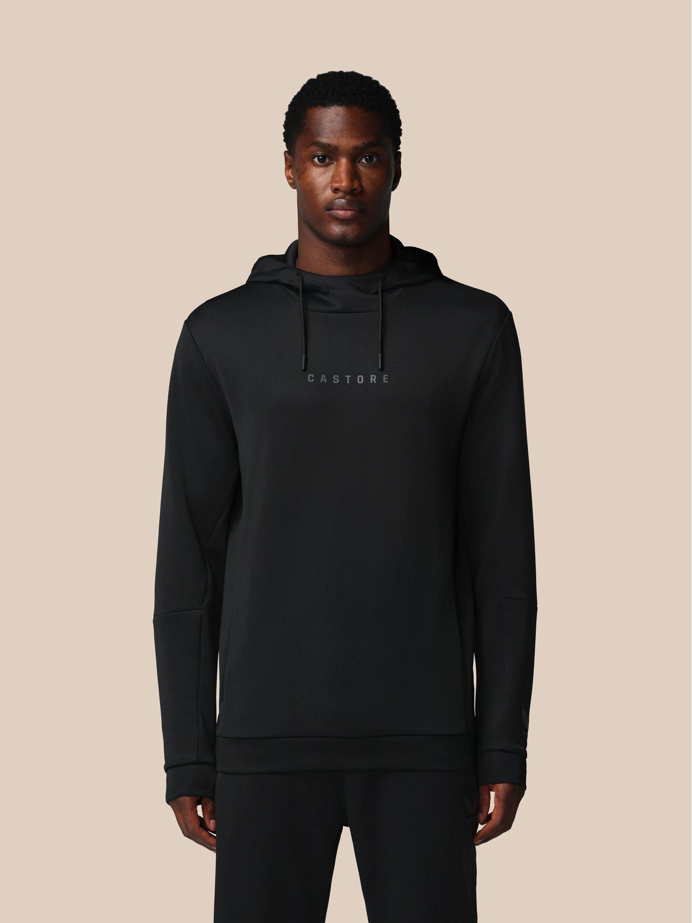 front image of castore-mens-training-flex-hoodie-black