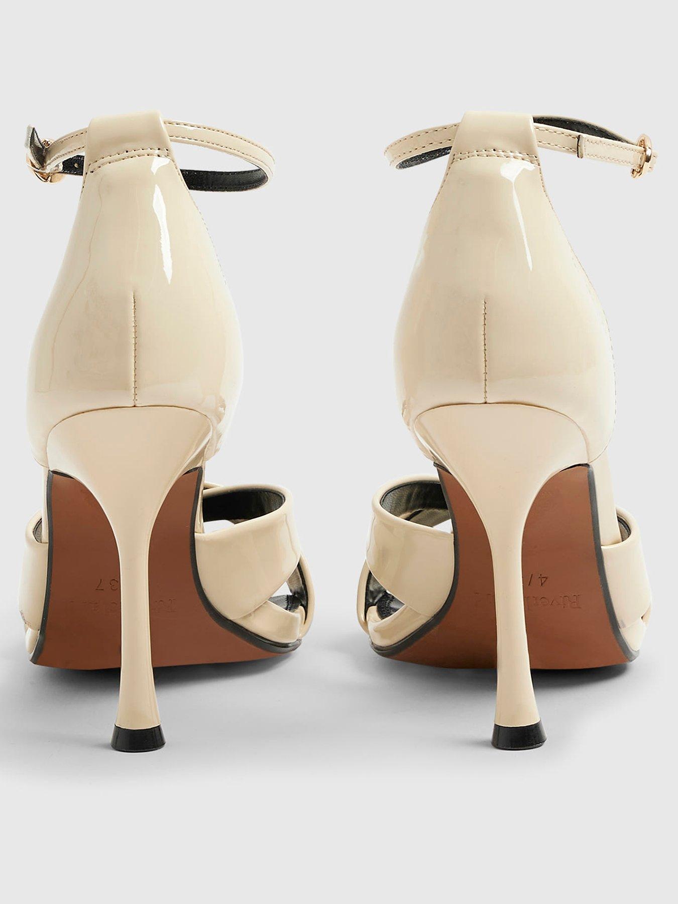 Image 4 of 6 of River Island Crossstrap Barely There Sandal - Cream
