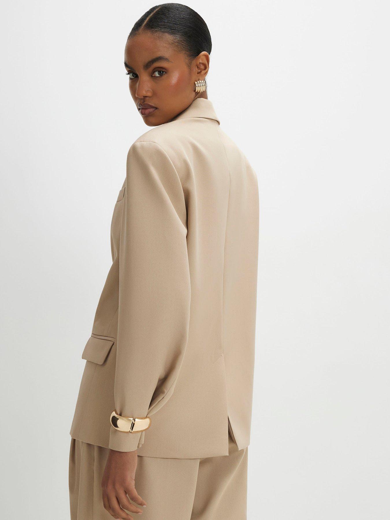 Image 2 of 5 of River Island Long Sleeve Oversized Blazer - Beige