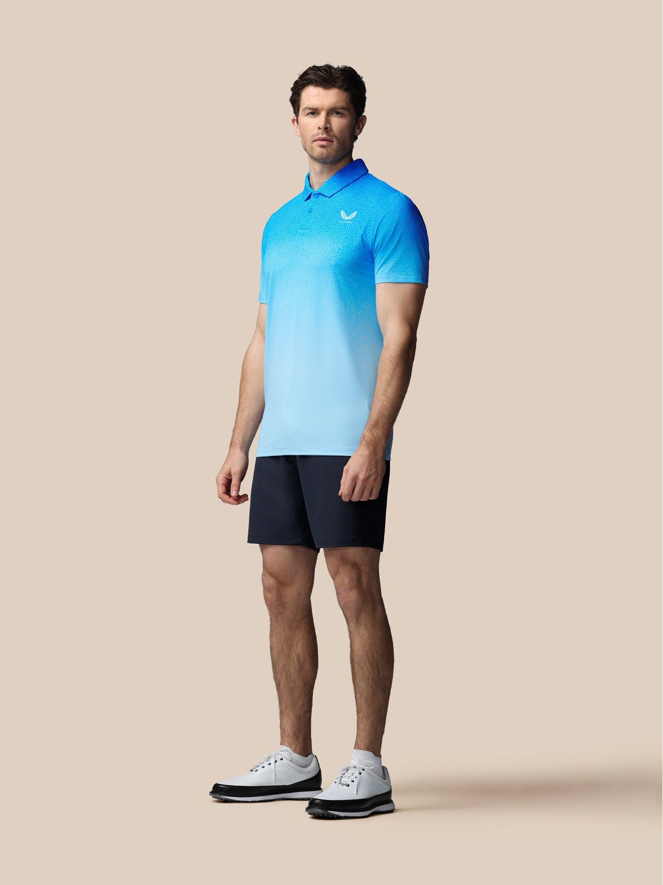 Image 3 of 6 of Castore Mens Golf Map Printed Polo - Blue