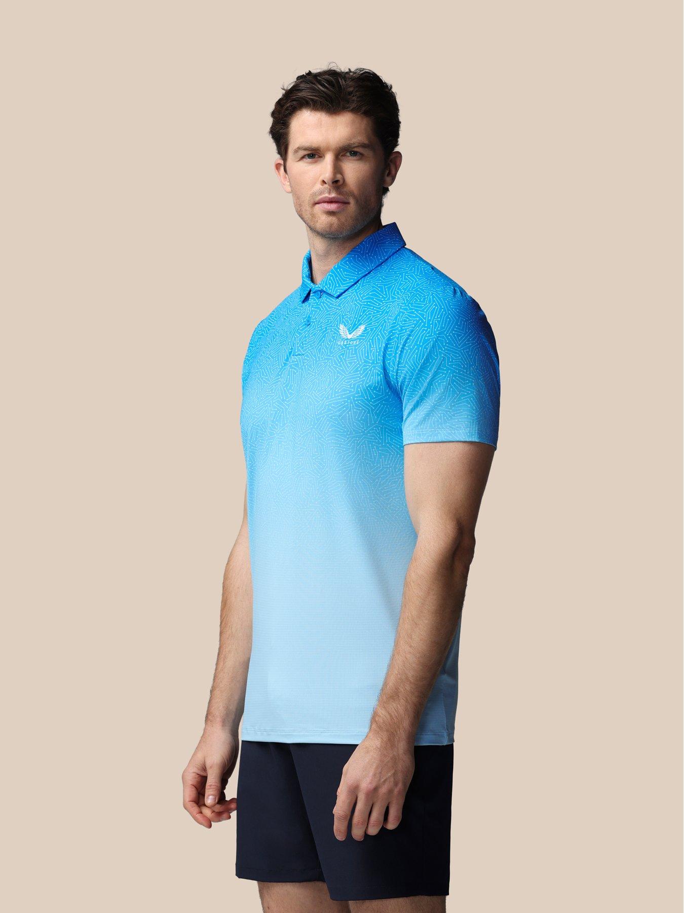 Image 4 of 6 of Castore Mens Golf Map Printed Polo - Blue