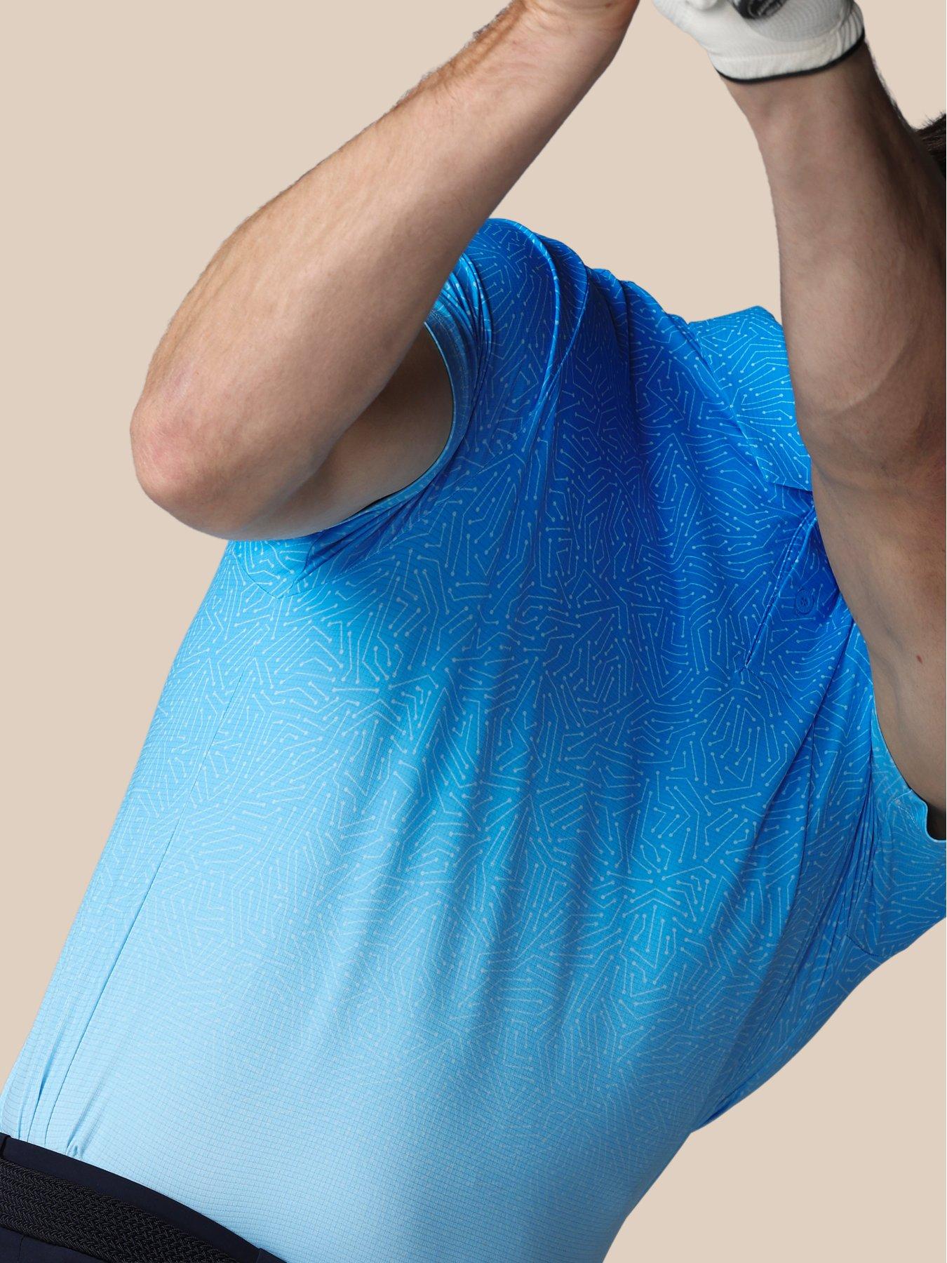 Image 6 of 6 of Castore Mens Golf Map Printed Polo - Blue