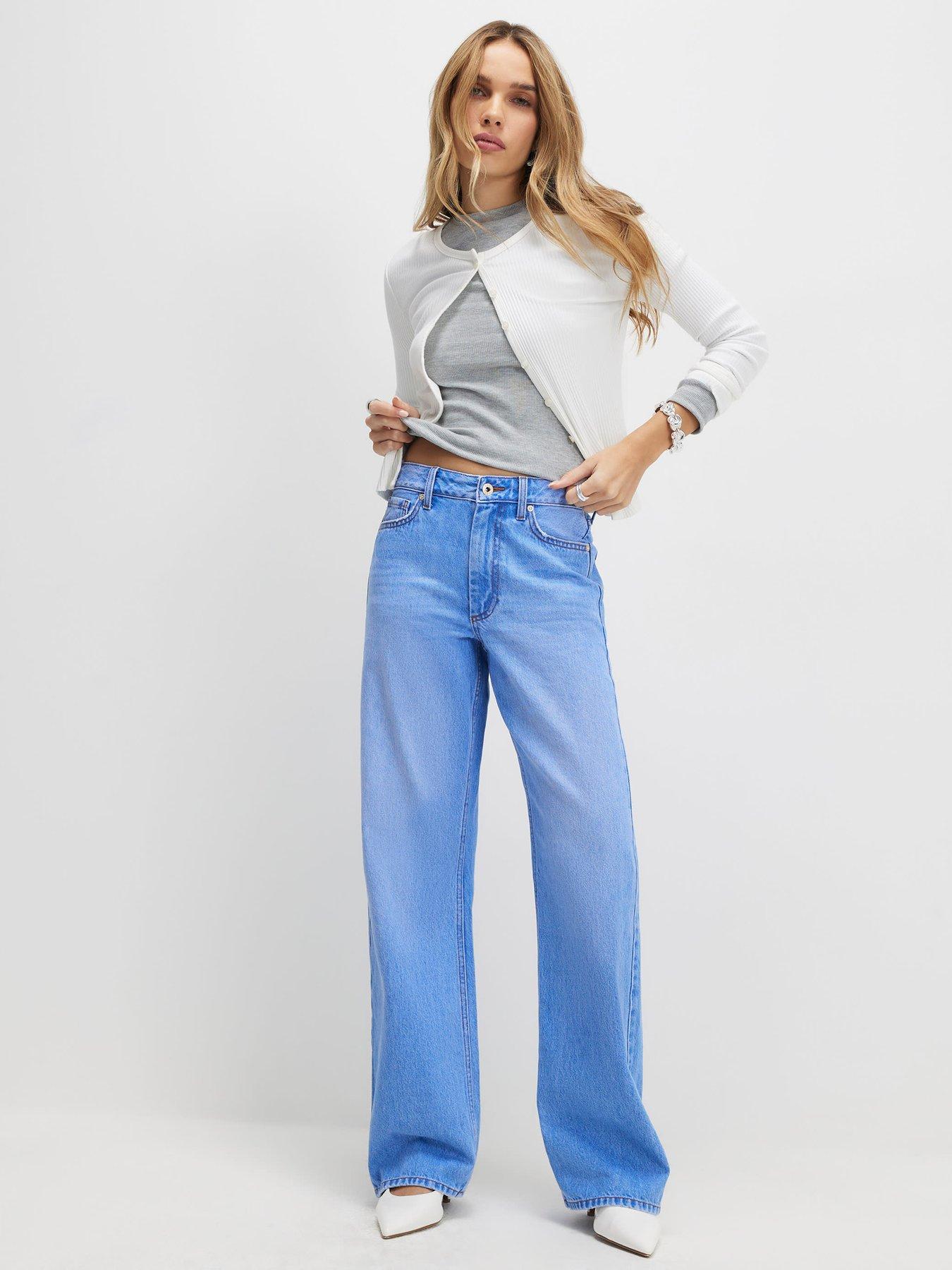 River Island Cosmo Buzzy Relaxed Straight Leg Jeans - Blue