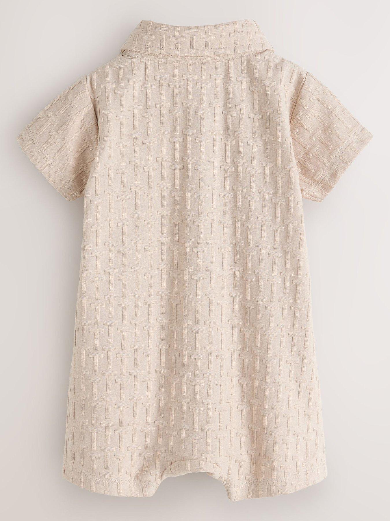  image of ted-baker-baby-boys-logo-romper-hat-set-beige