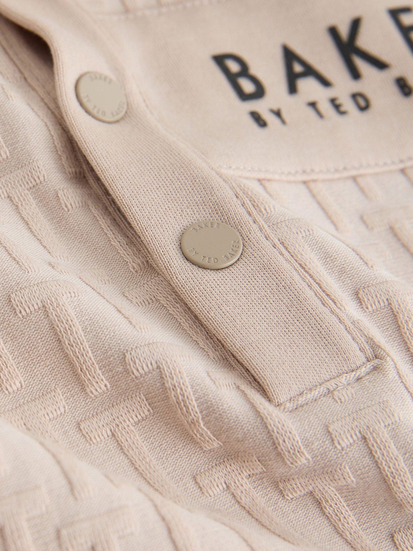  image of ted-baker-baby-boys-logo-romper-hat-set-beige