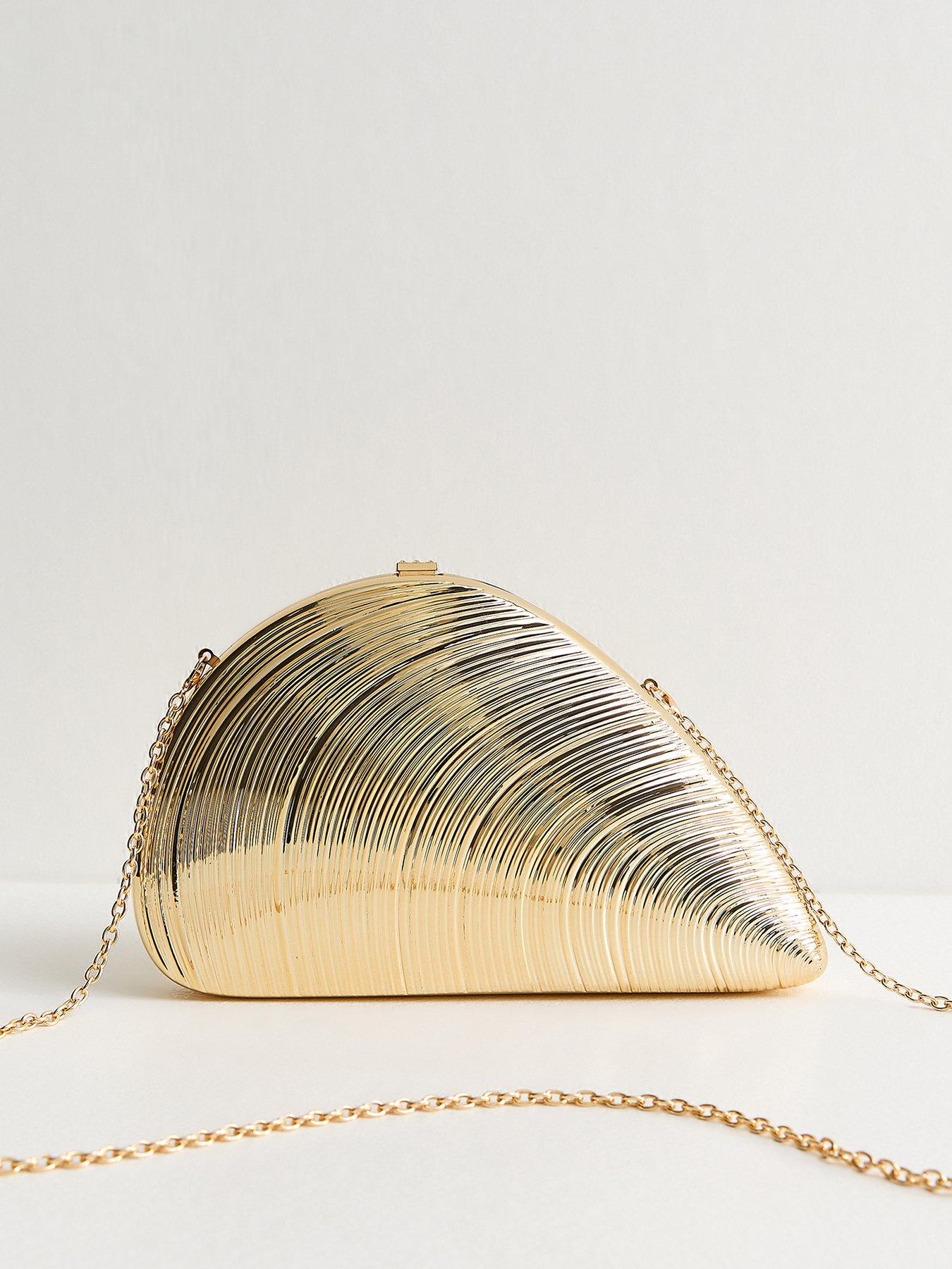  image of new-look-clam-shell-box-clutch-bag-gold