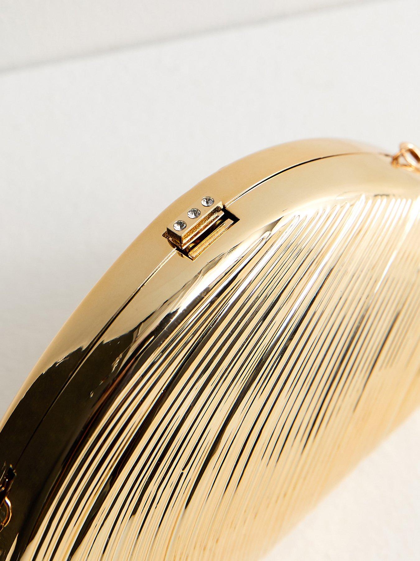  image of new-look-clam-shell-box-clutch-bag-gold