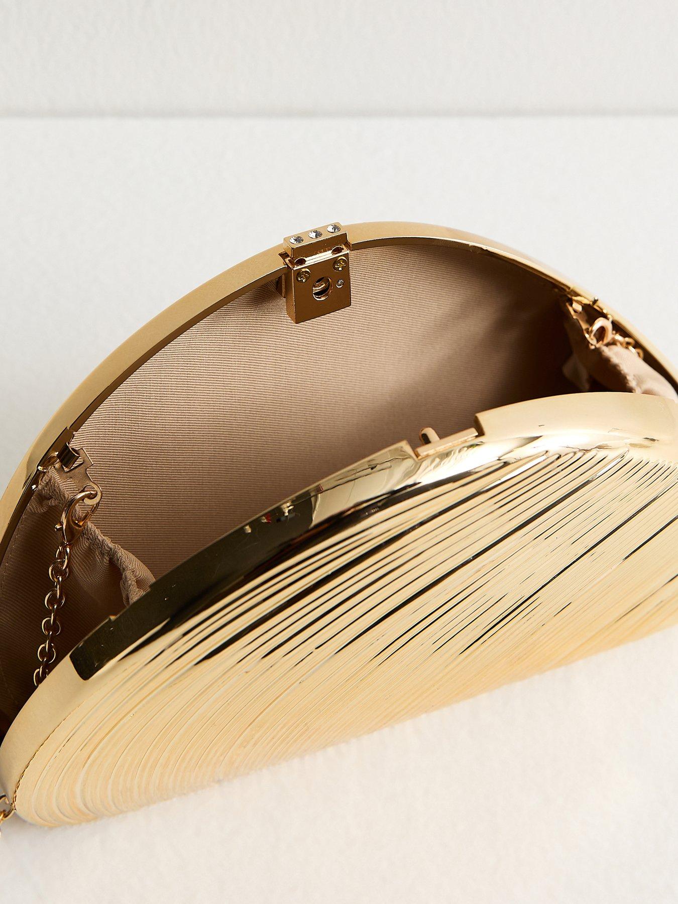  image of new-look-clam-shell-box-clutch-bag-gold