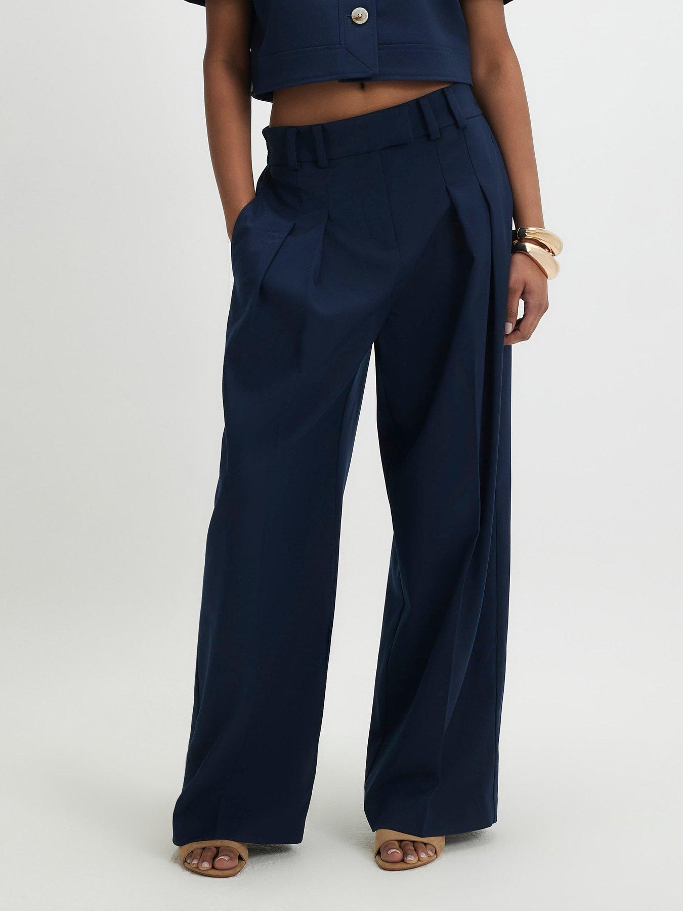 River Island High Waisted Wide Leg Trouser - Blue