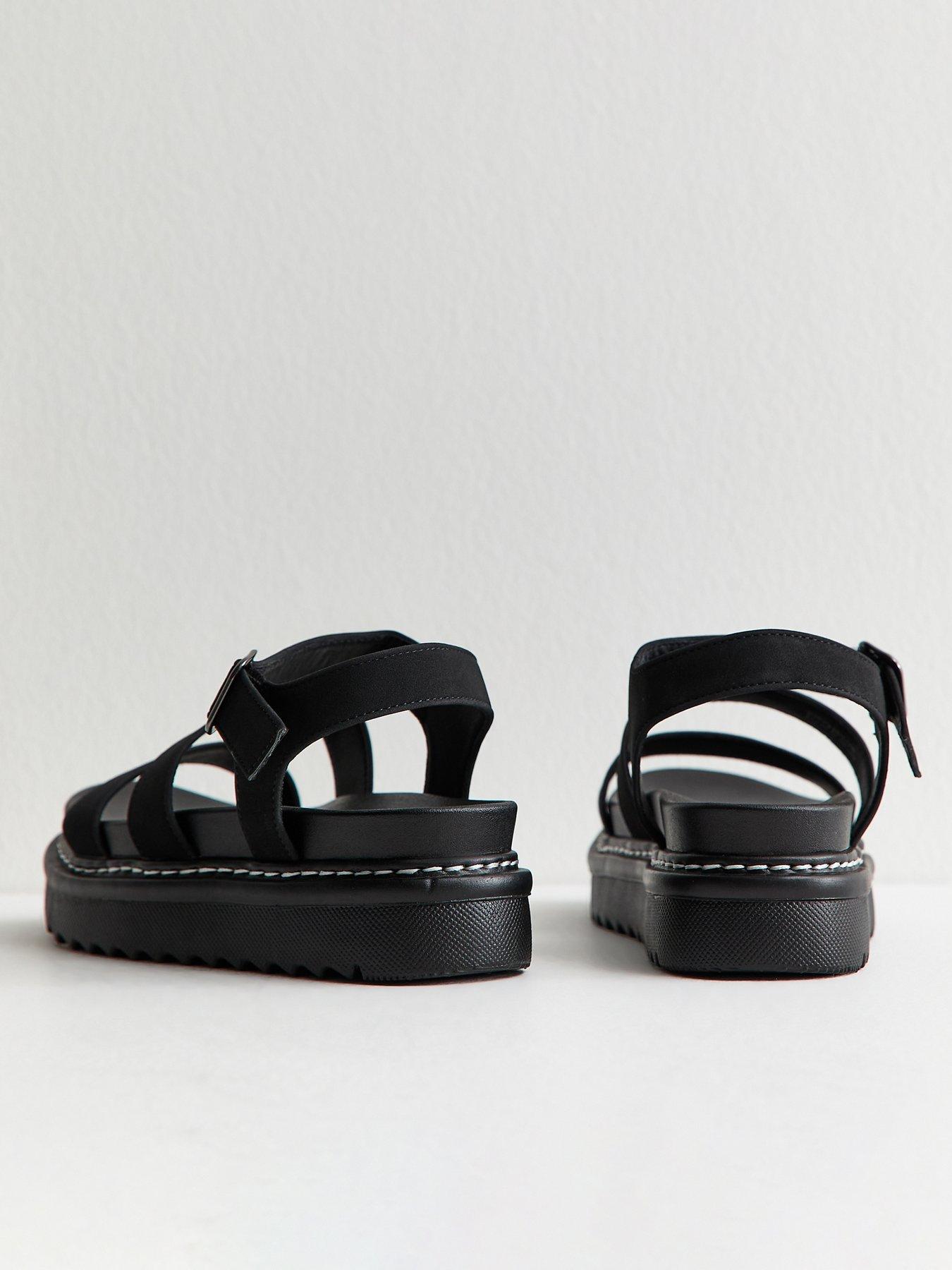 New Look Faux Suede Flatform Sandals - Black | Littlewoods