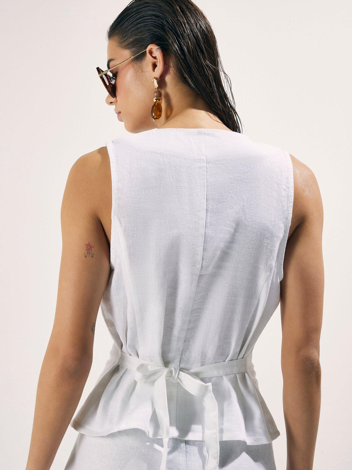 Image 2 of 4 of River Island Linen Waistcoat - White