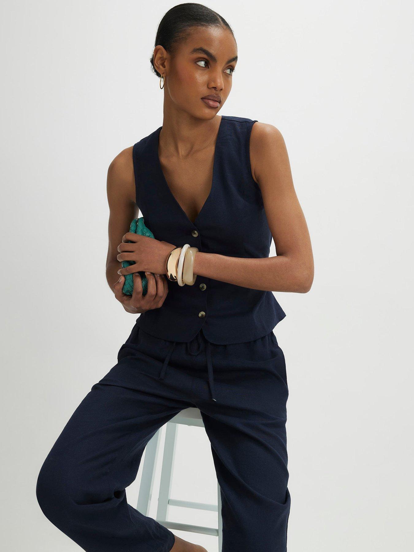 River Island Epp Linen Waistcoat - Blue