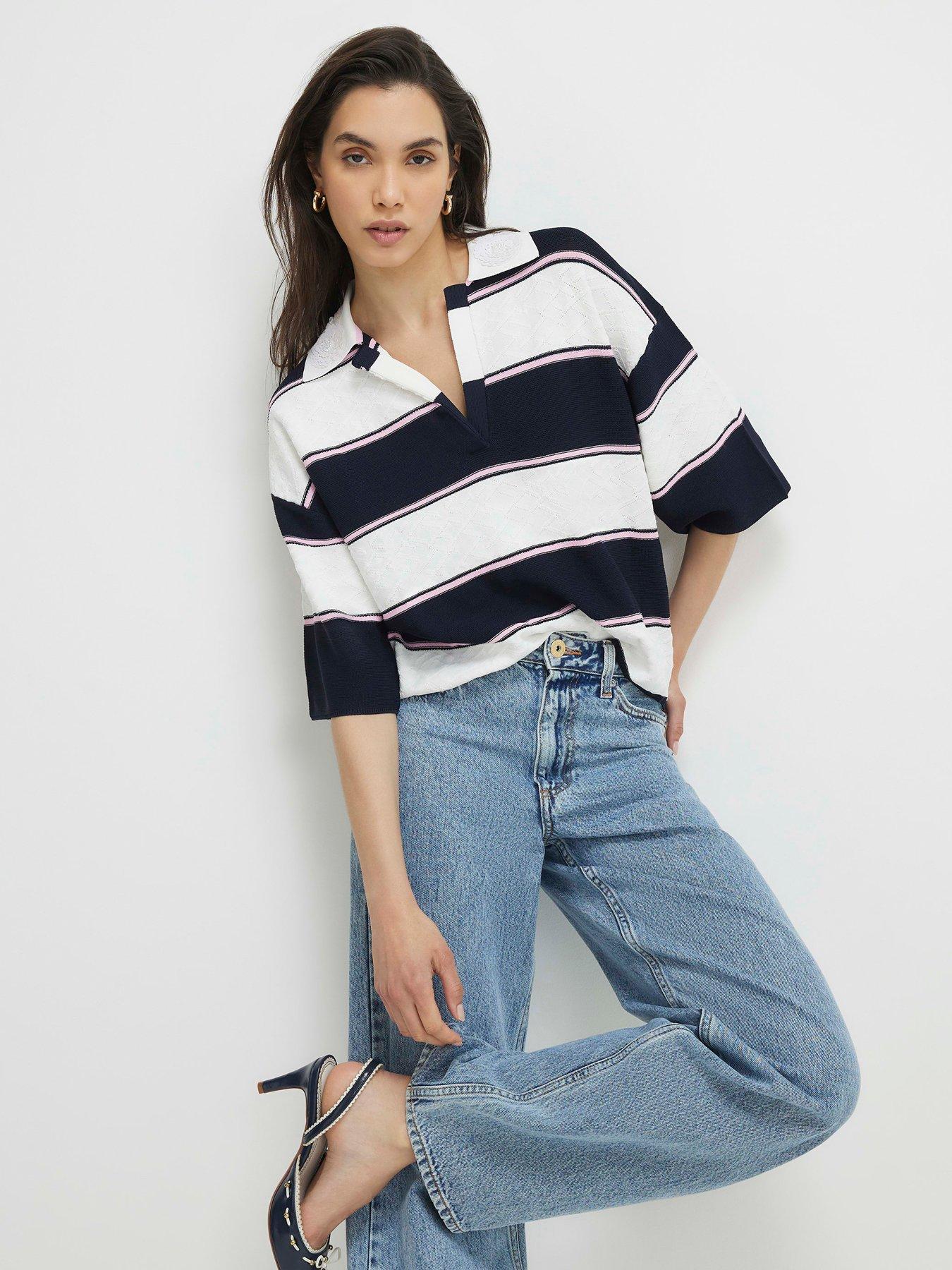 River Island Blocked Polo - Blue