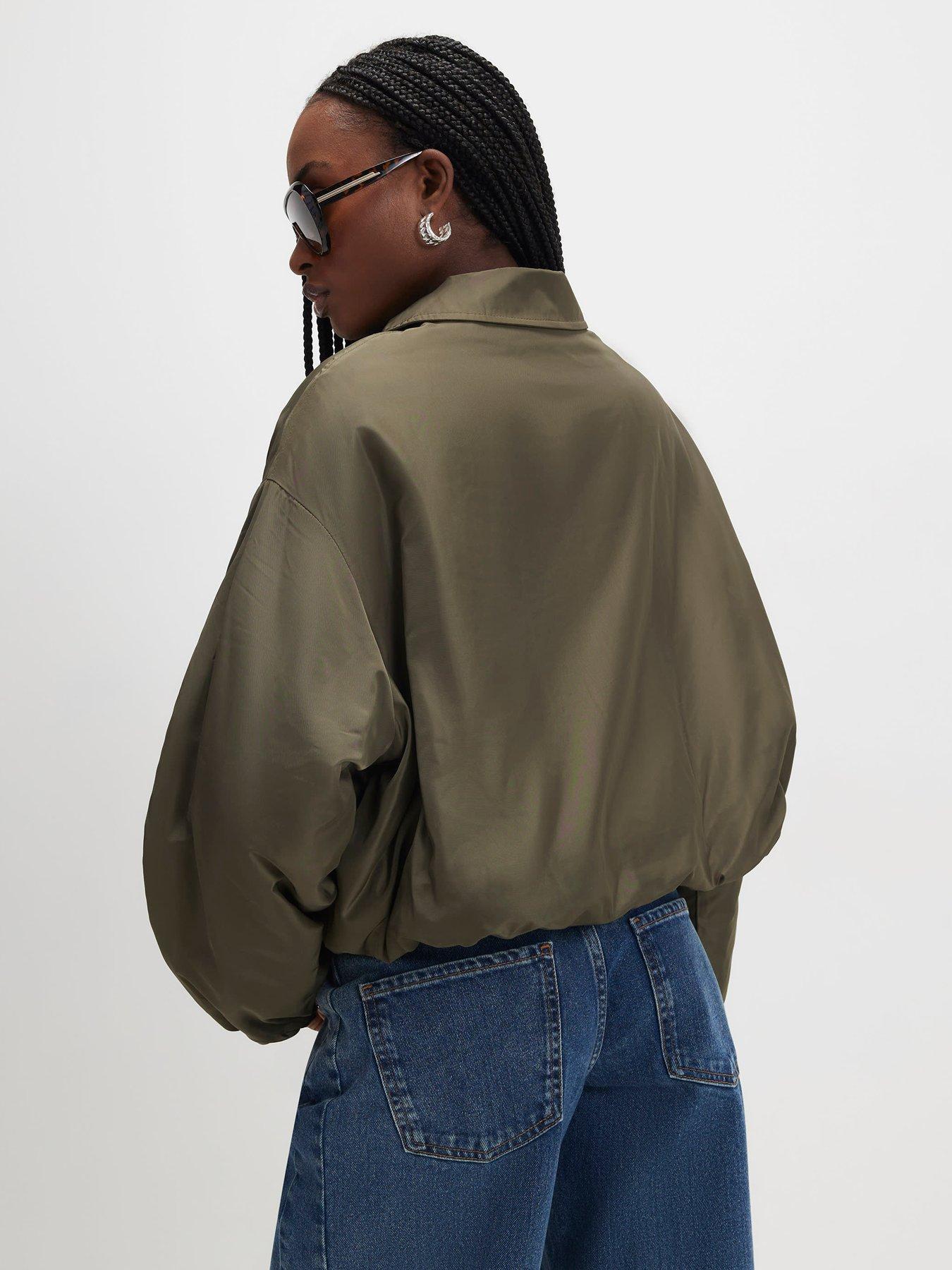  image of river-island-technical-bubble-hem-jacket-green