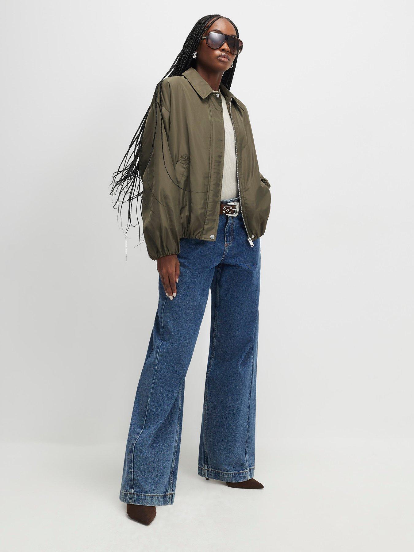  image of river-island-technical-bubble-hem-jacket-green