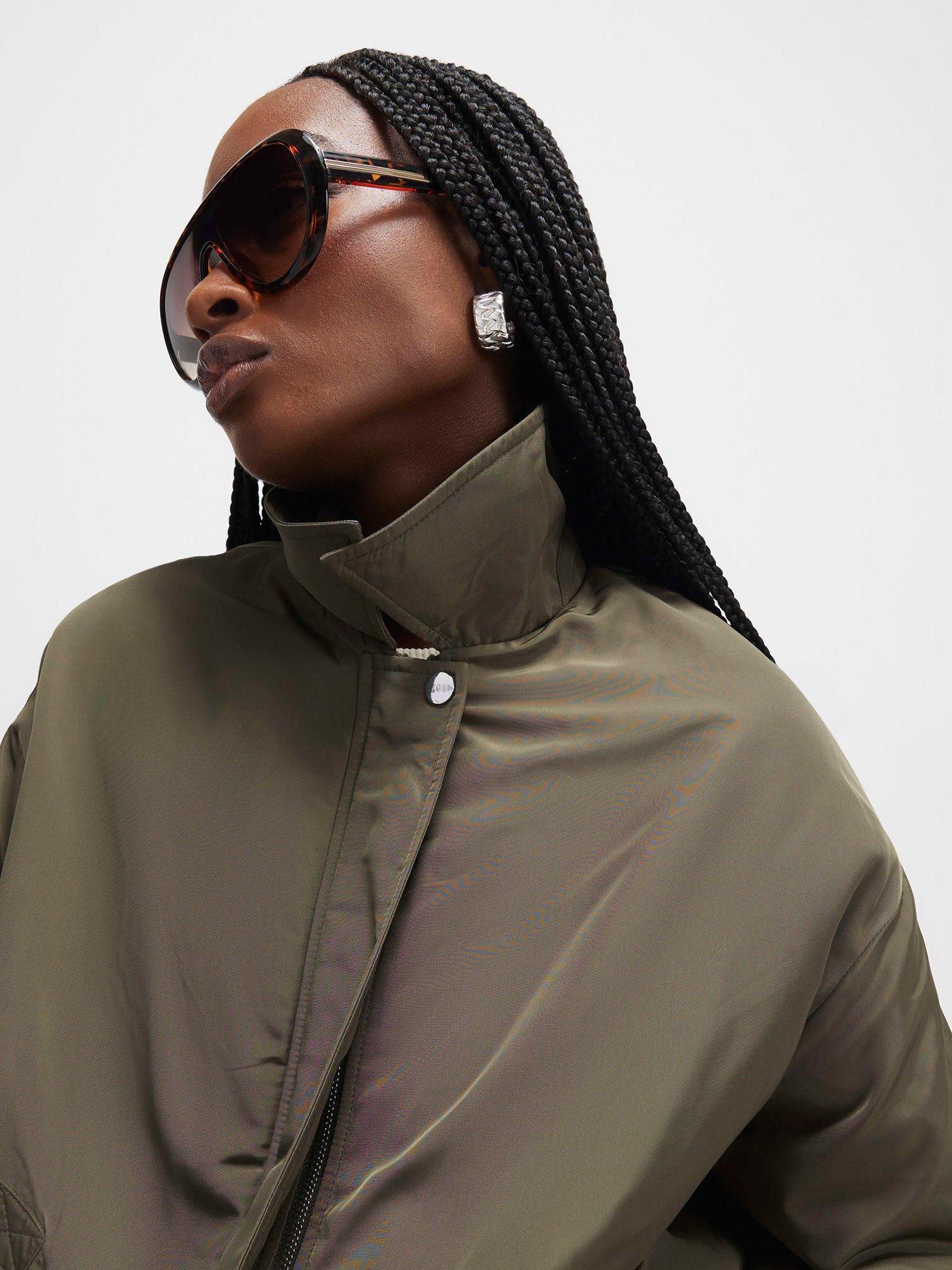  image of river-island-technical-bubble-hem-jacket-green