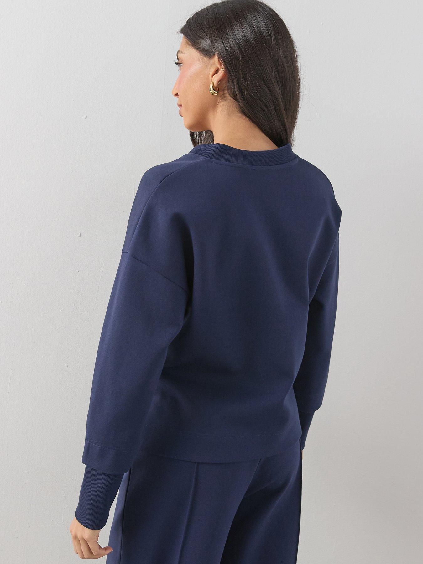 Image 2 of 6 of The Very Collection Soft Touch V Neck Collared Deep Cuff Sweatshirt Co-Ord - Blue