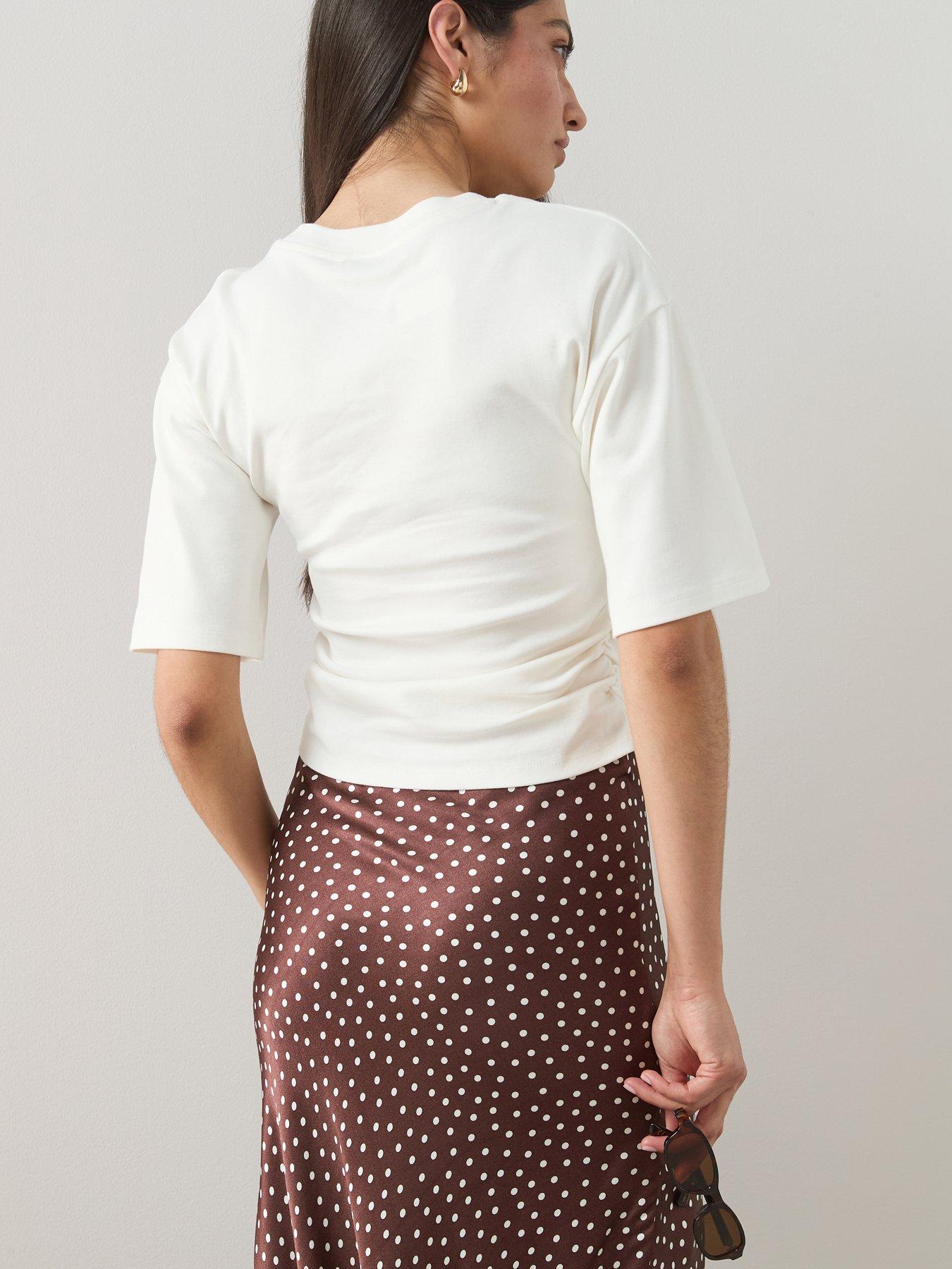 Image 2 of 6 of The Very Collection Ruched Waist T-Shirt - Cream