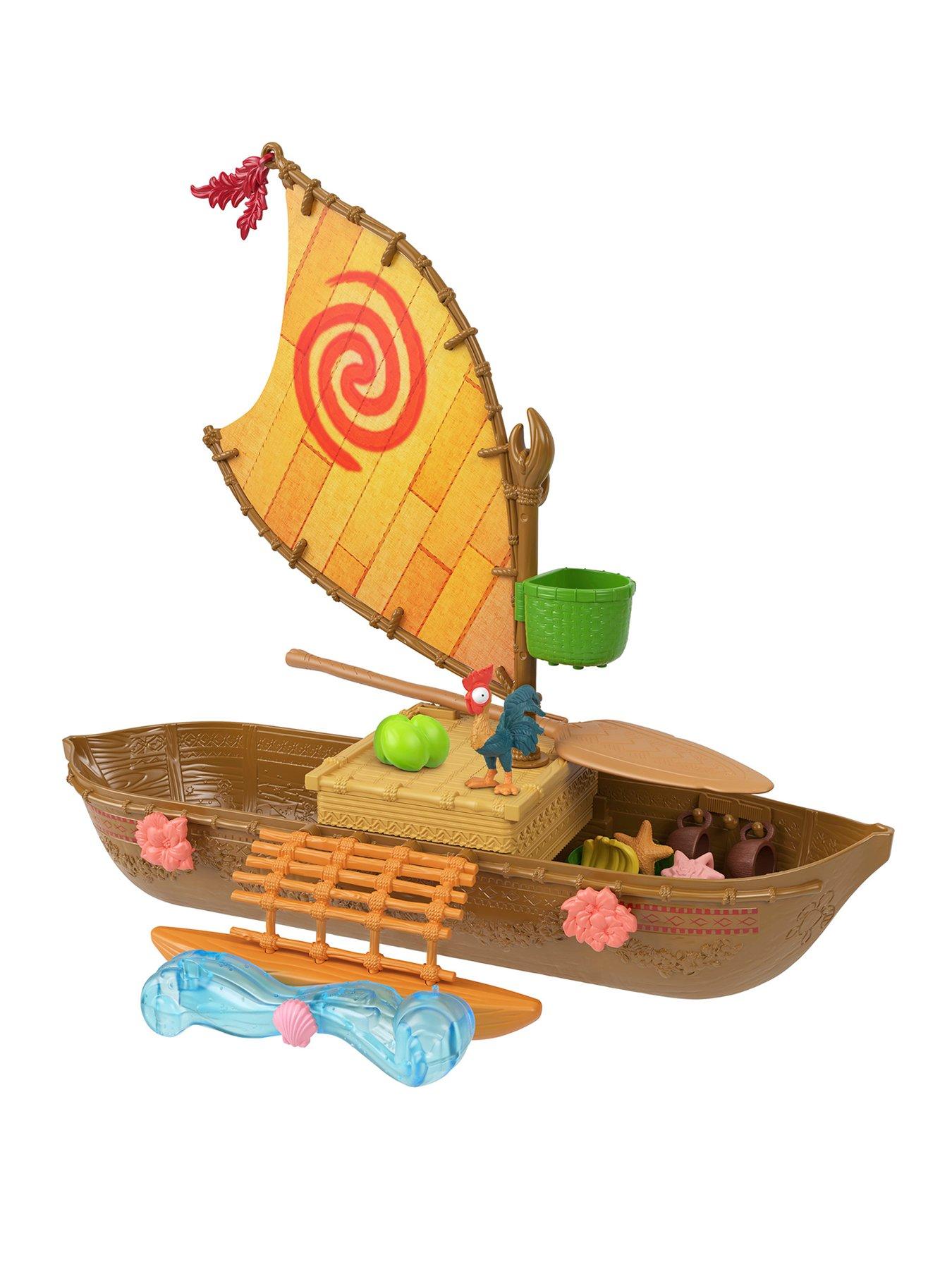Disney Moana Floating Ocean Voyager Canoe Playset with 5 Play Areas, 9 Accessories  &  Animal Figure